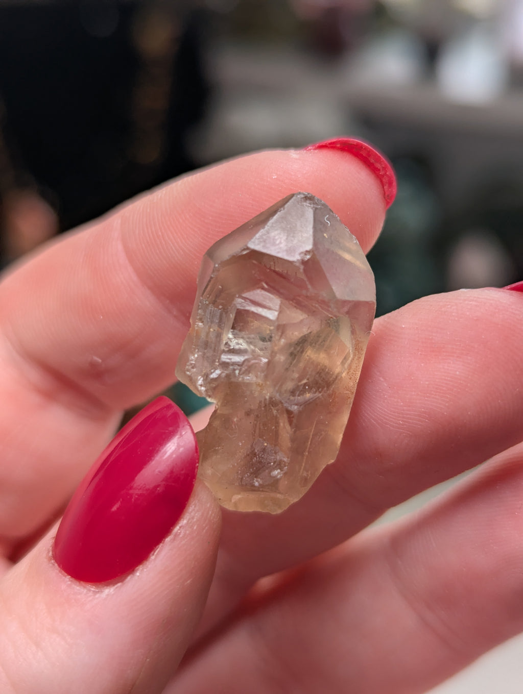 Smokey  Cruz quartz crystal specimen in case