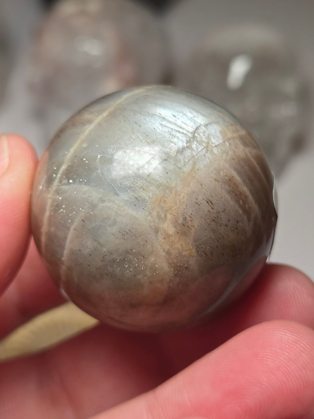 Grade A Black Moonstone with Sunstone with stand