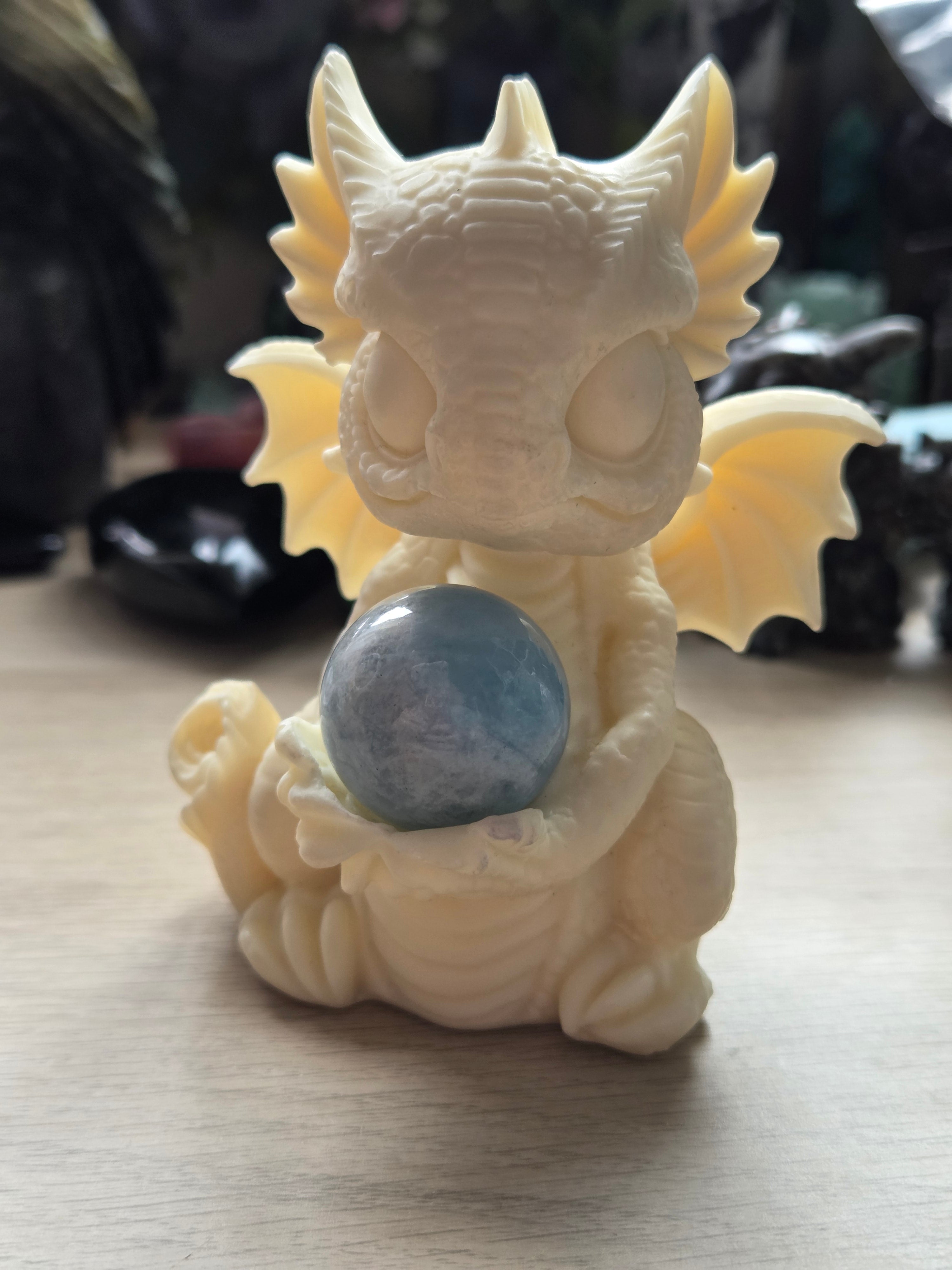 Ivory nut Dragon carving perfect sphere holder-sphere not included