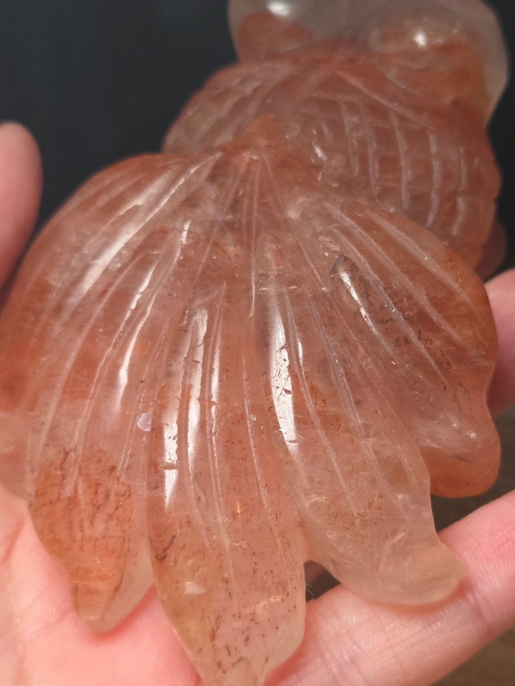 New Fire quartz crystal fish carving