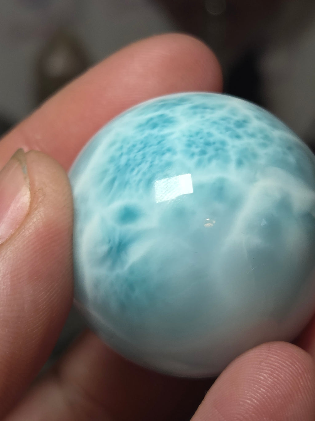 Rare beautiful Larimar crystal sphere with certificate