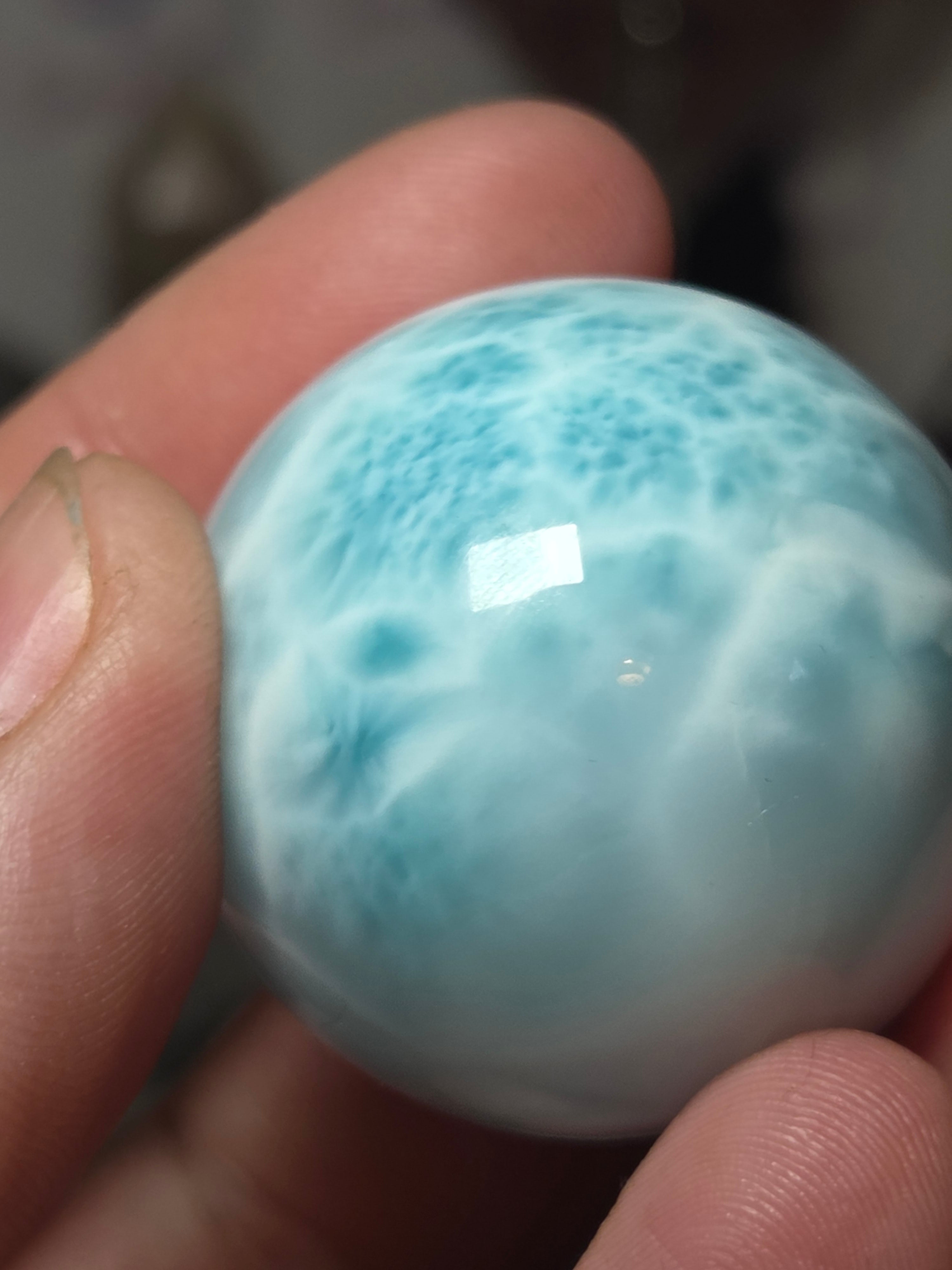Rare beautiful Larimar crystal sphere with certificate