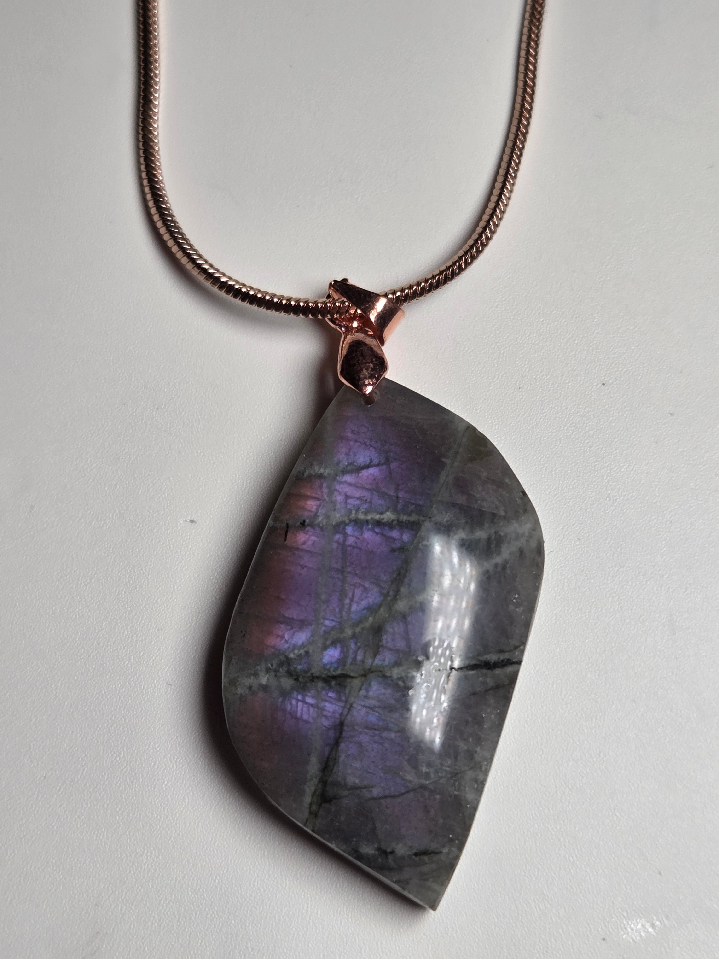 Purple labradorite crystal handmade necklace