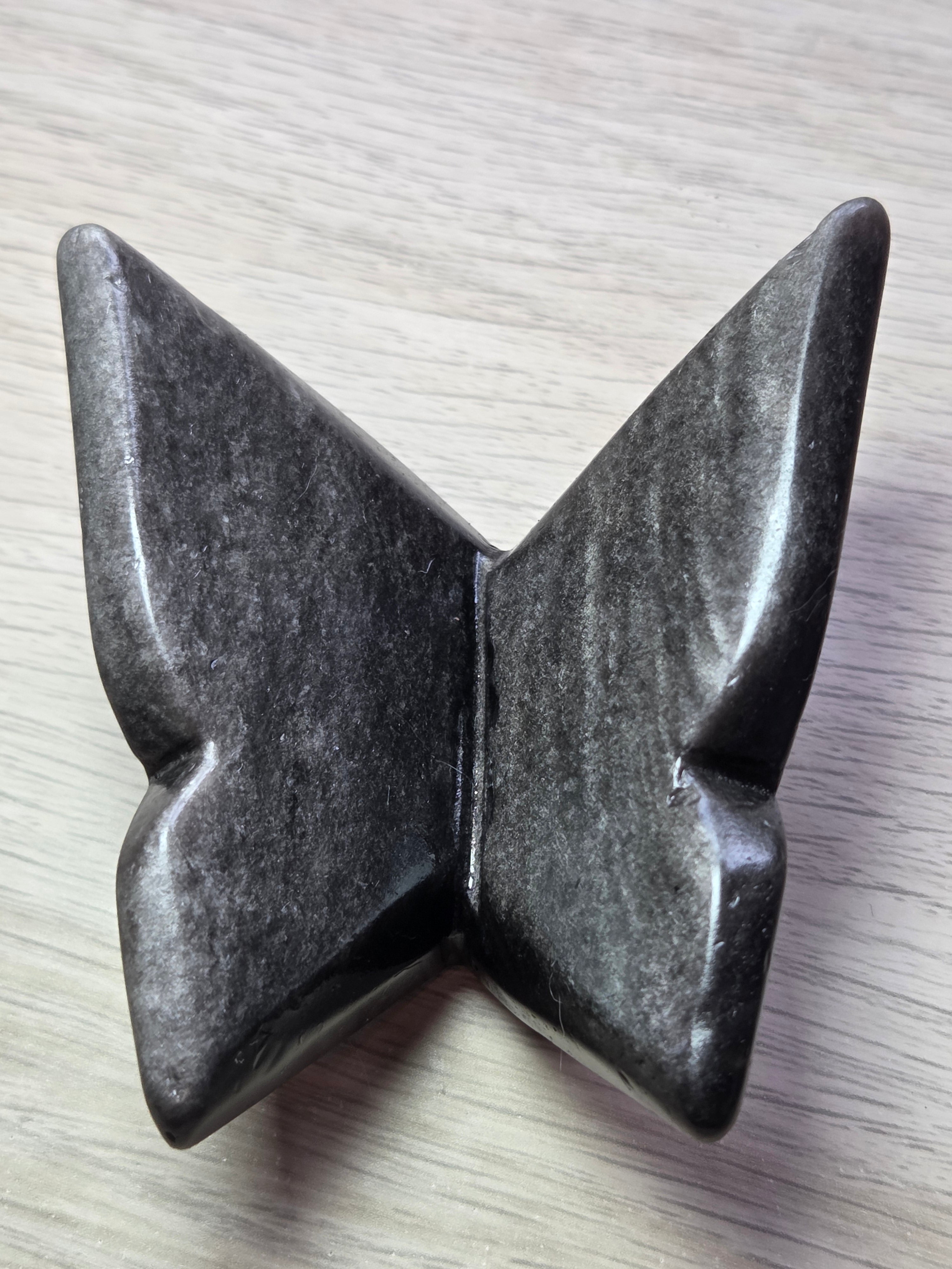 Silver sheen obsidian crystal butterfly