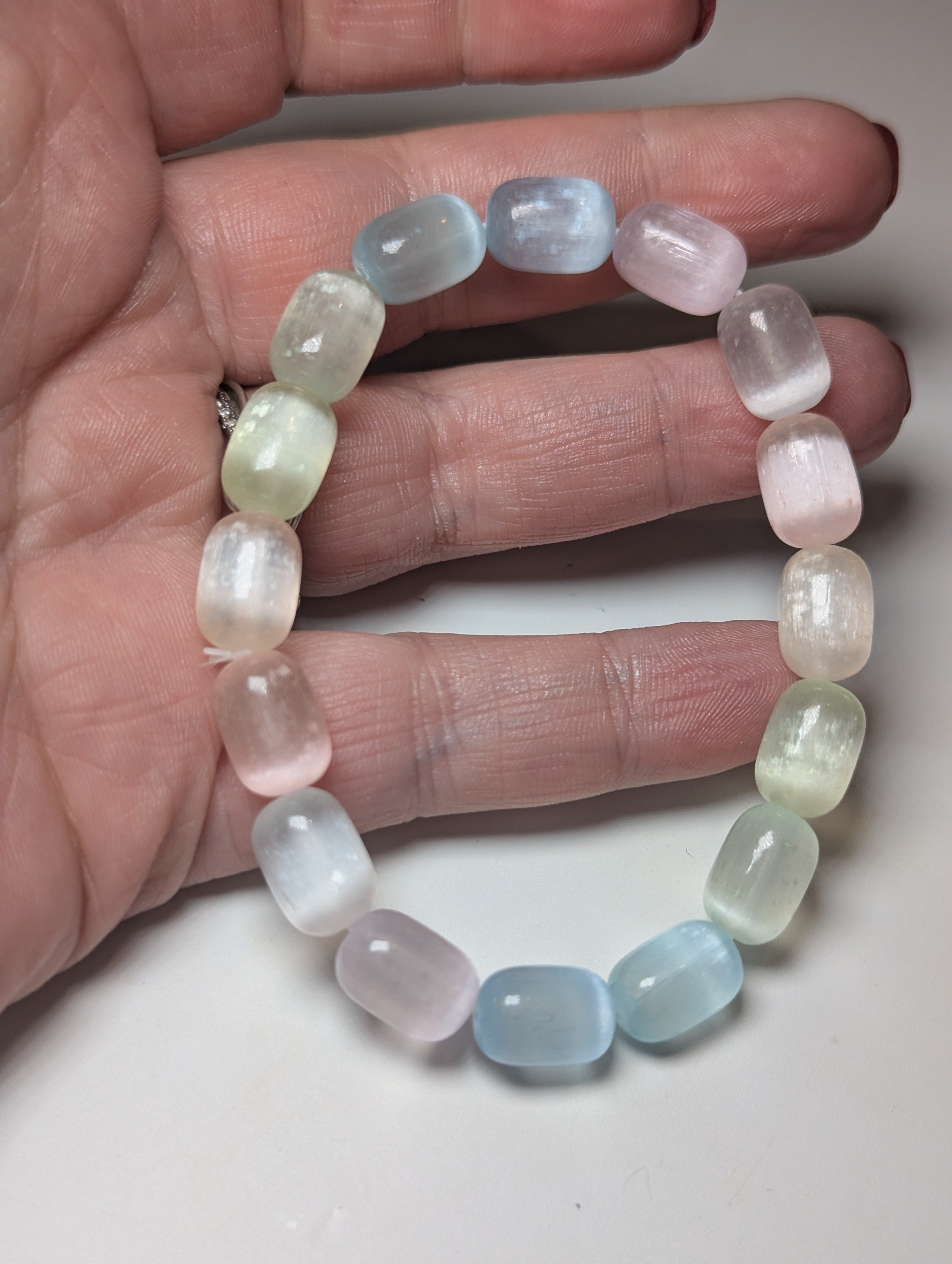 Rainbow  dyed selenite crystal bracelet