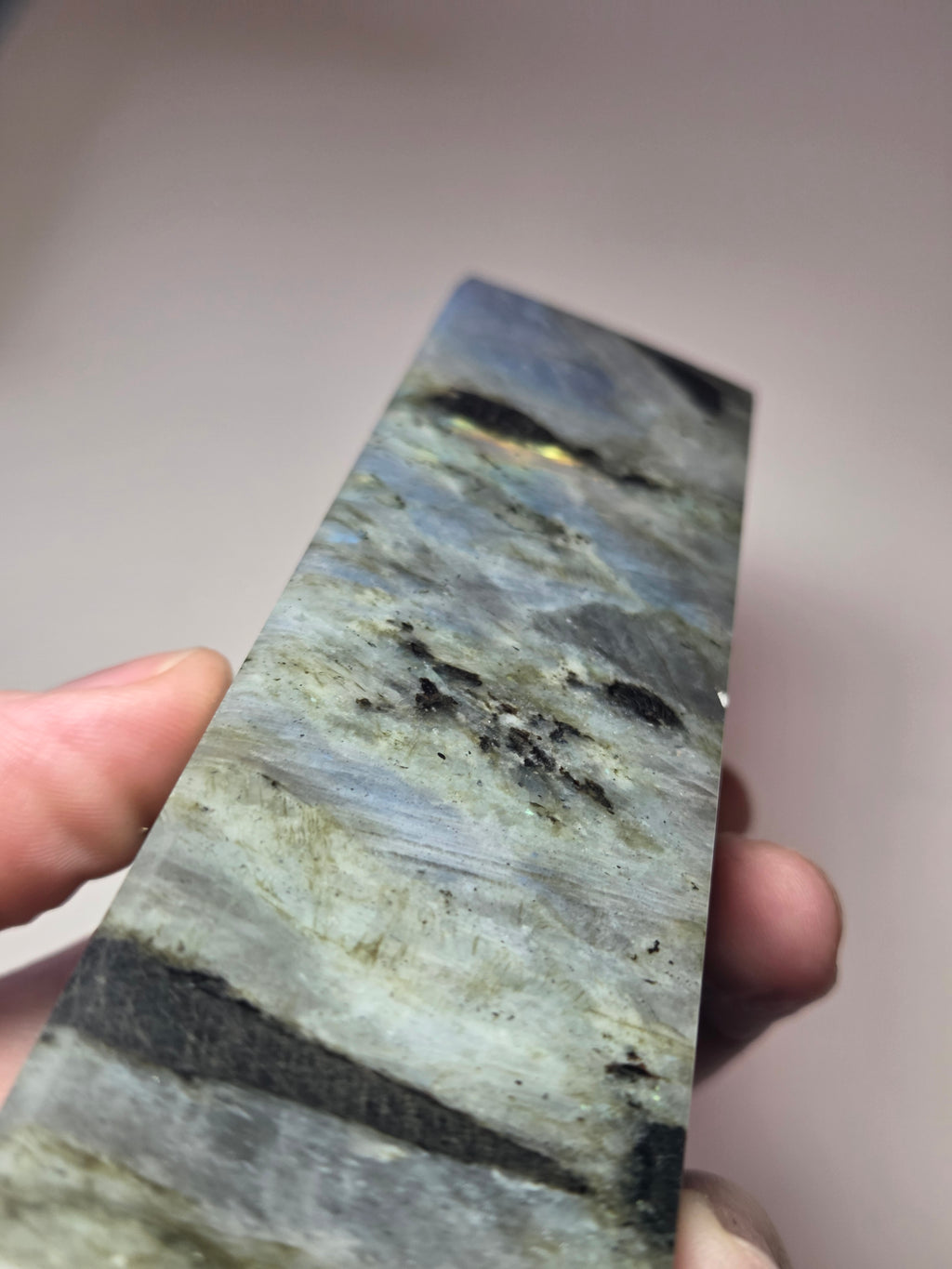 Labradorite crystal tower carving