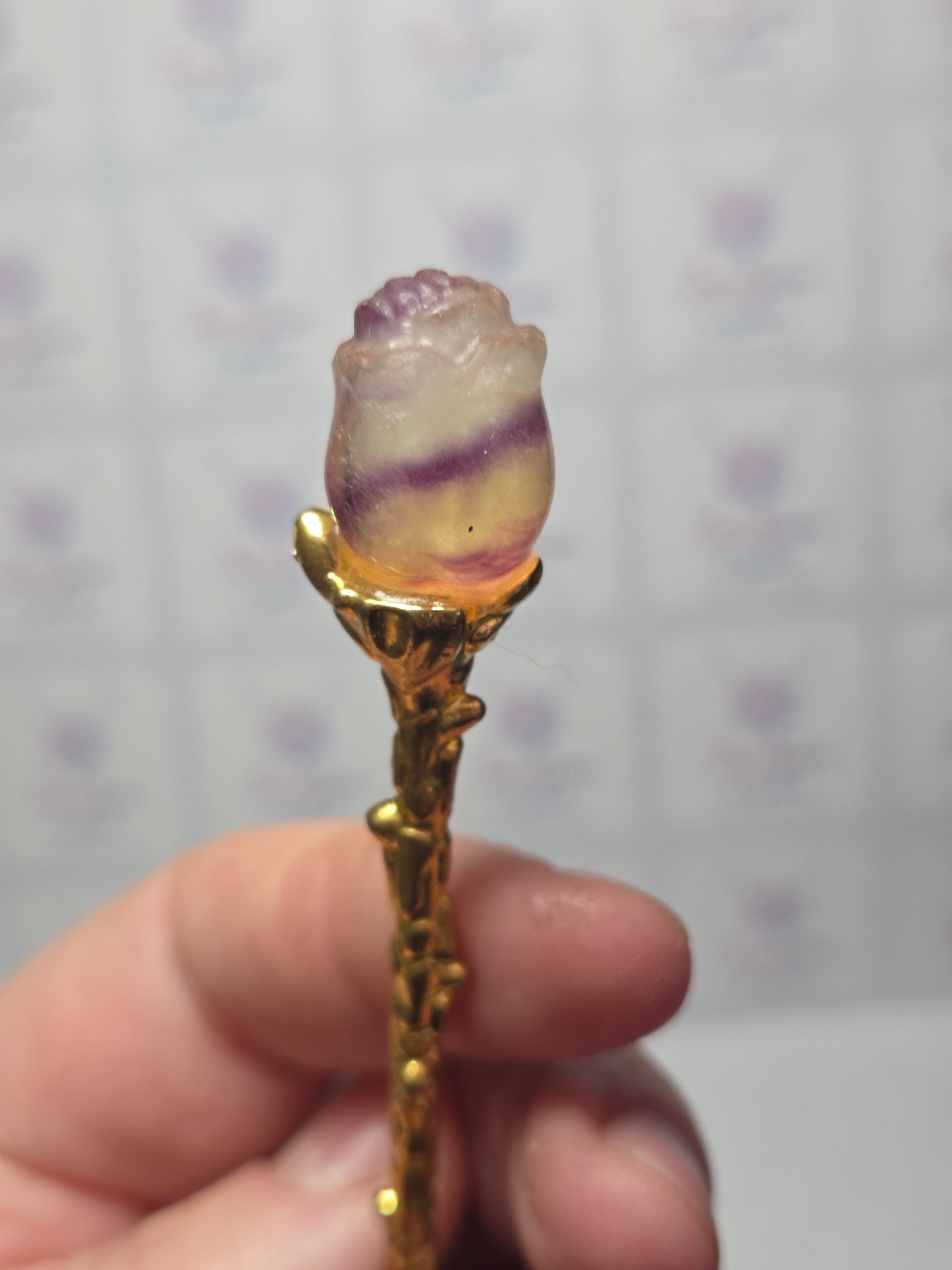 Rosé flourite crystal spoon