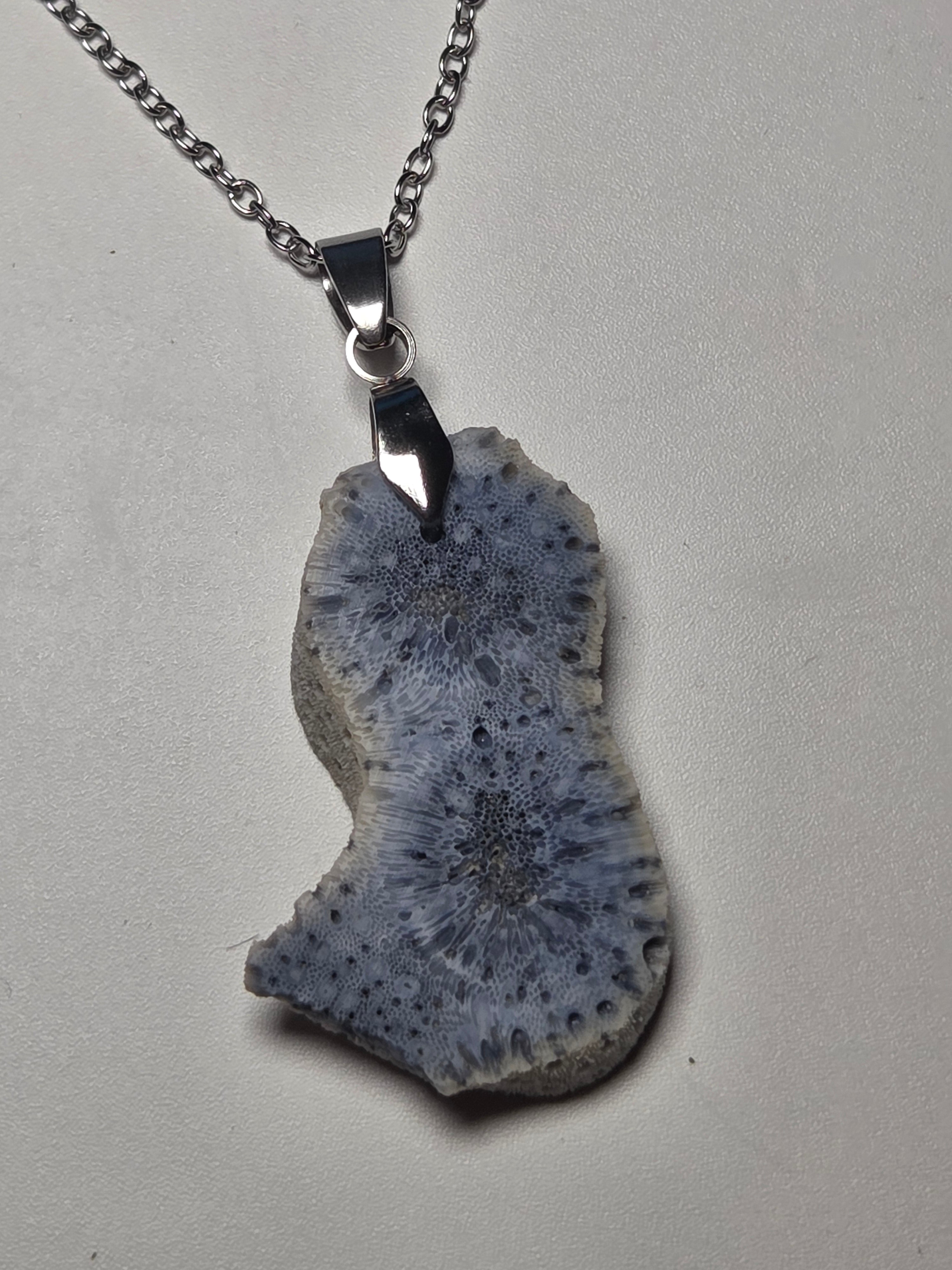 Blue coral necklace from the Dominican Republic