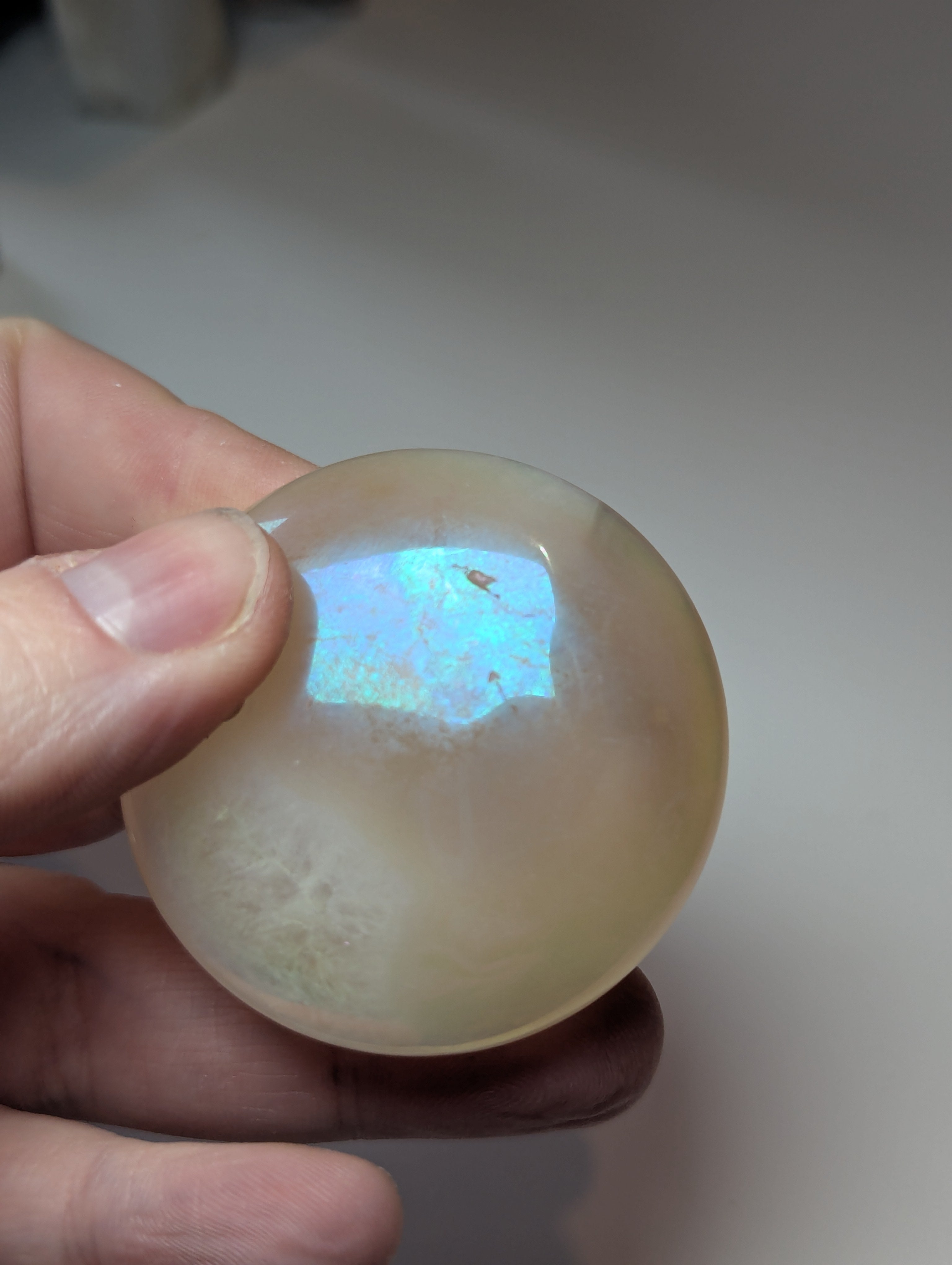 Aura coated agate  and quartz  palm