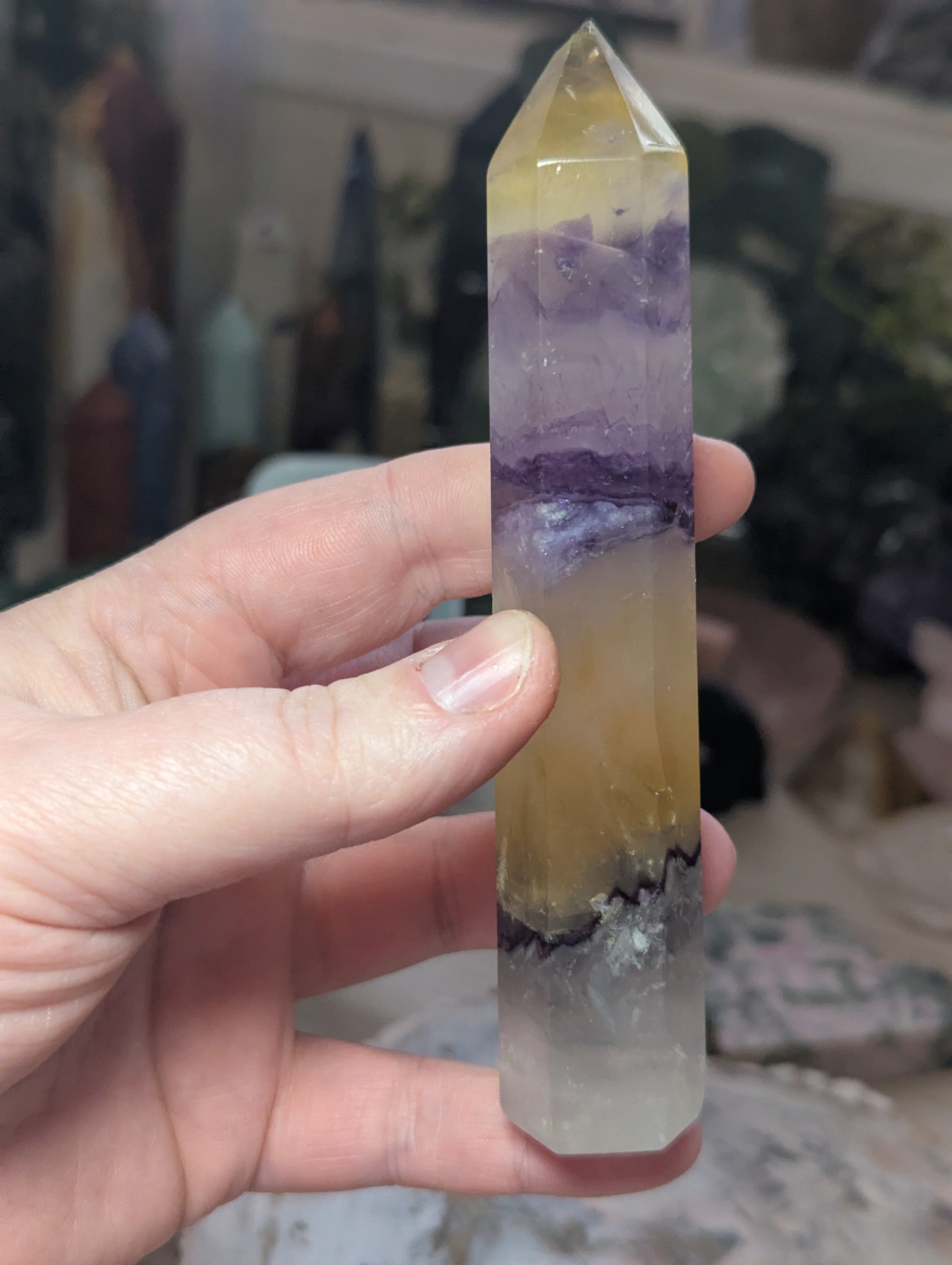 Hospital - mango flourite crystal tower over 15cm