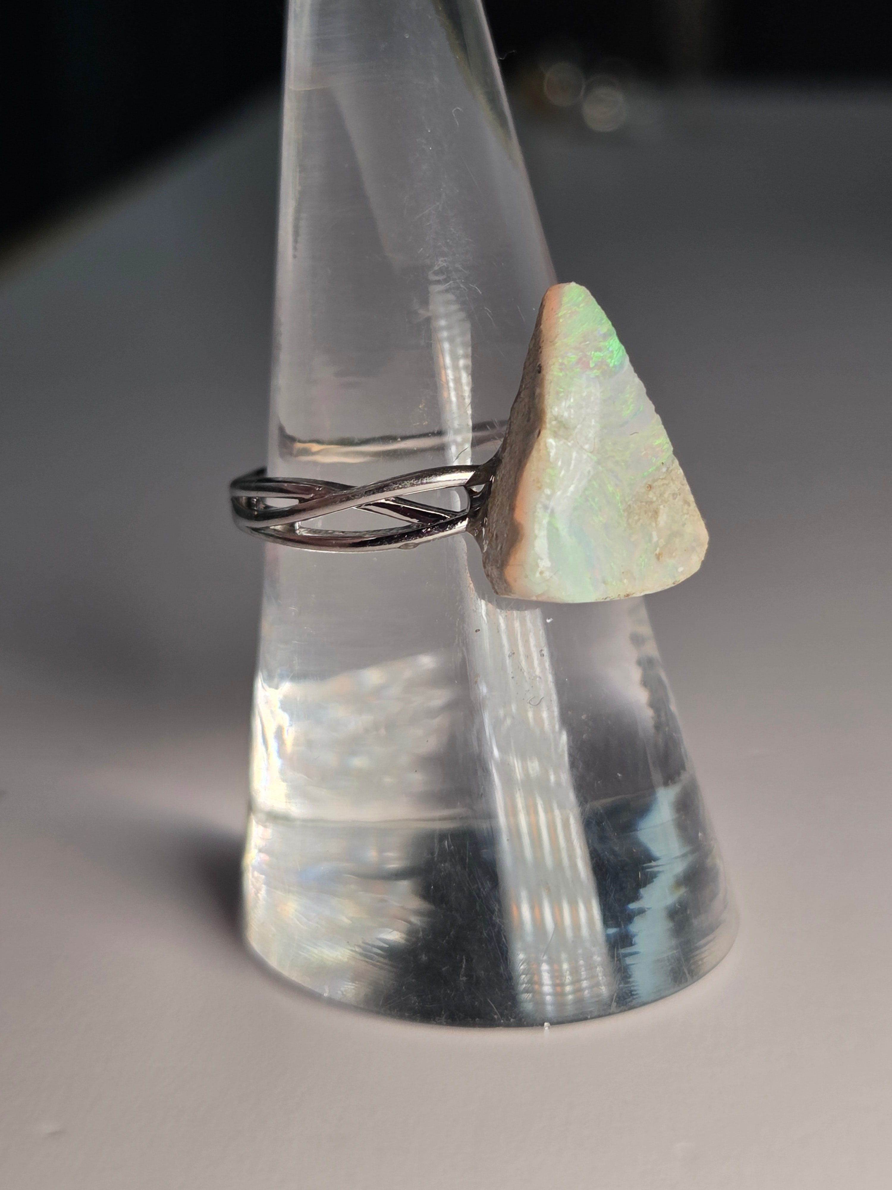 S925 Australian opal on sandstone base