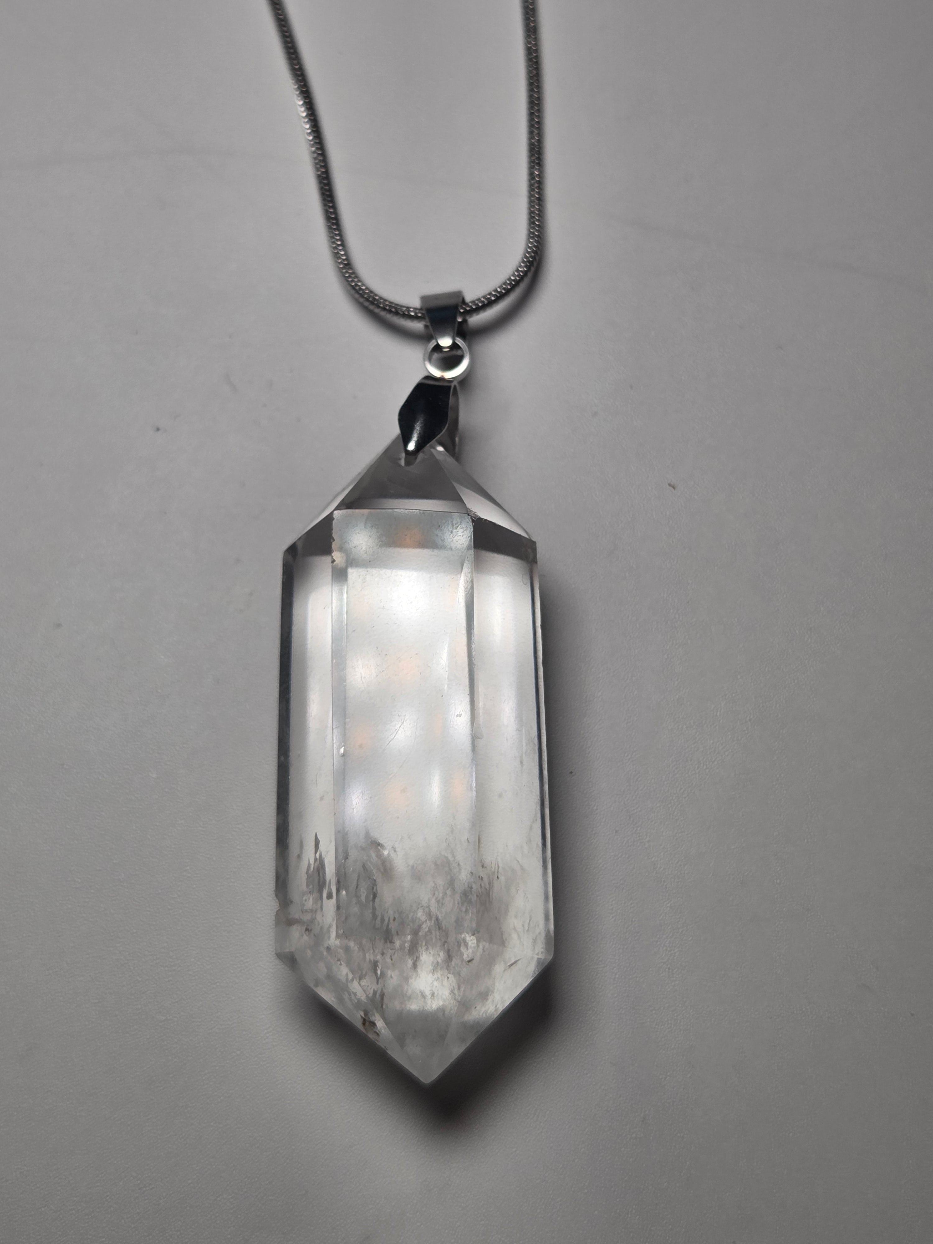 Grade AA Clear quartz crystal handmade necklace