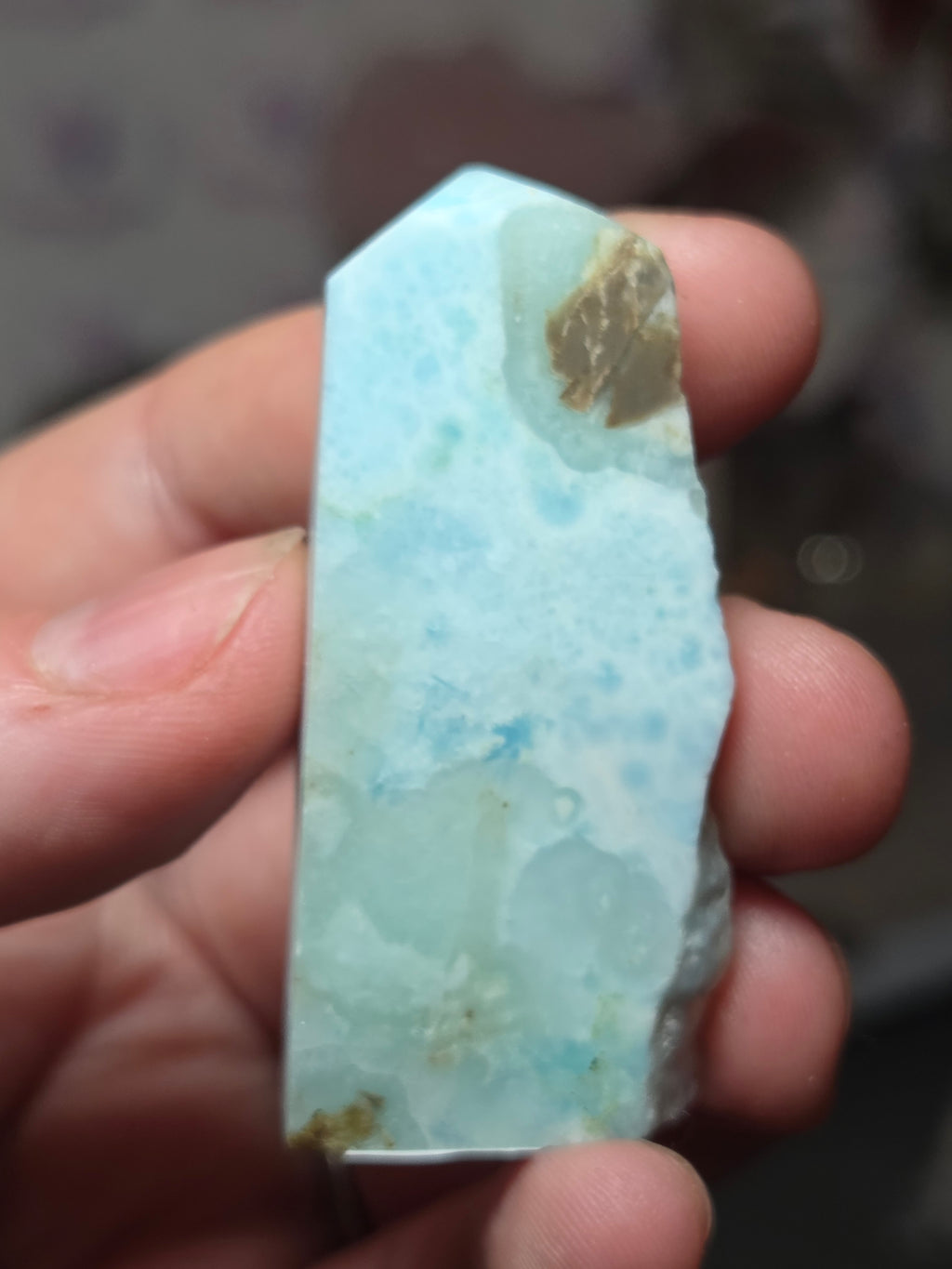 Natural  Larimar crystal tower  part raw