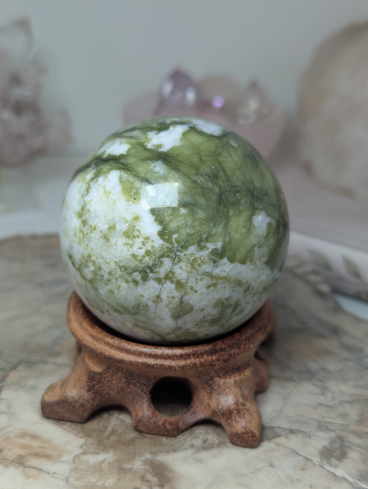 Green jade crystal sphere