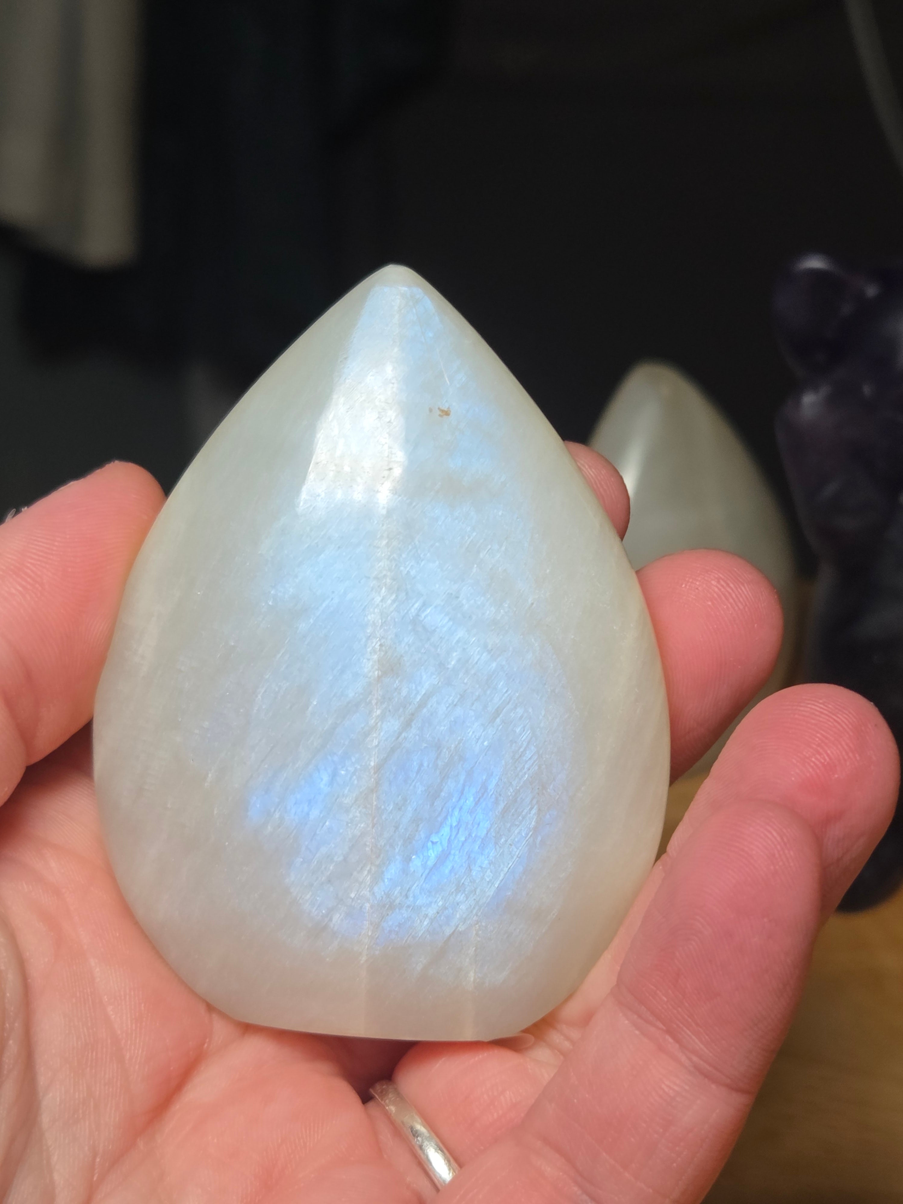 Rainbow moonstone crystal tear drop freeform
