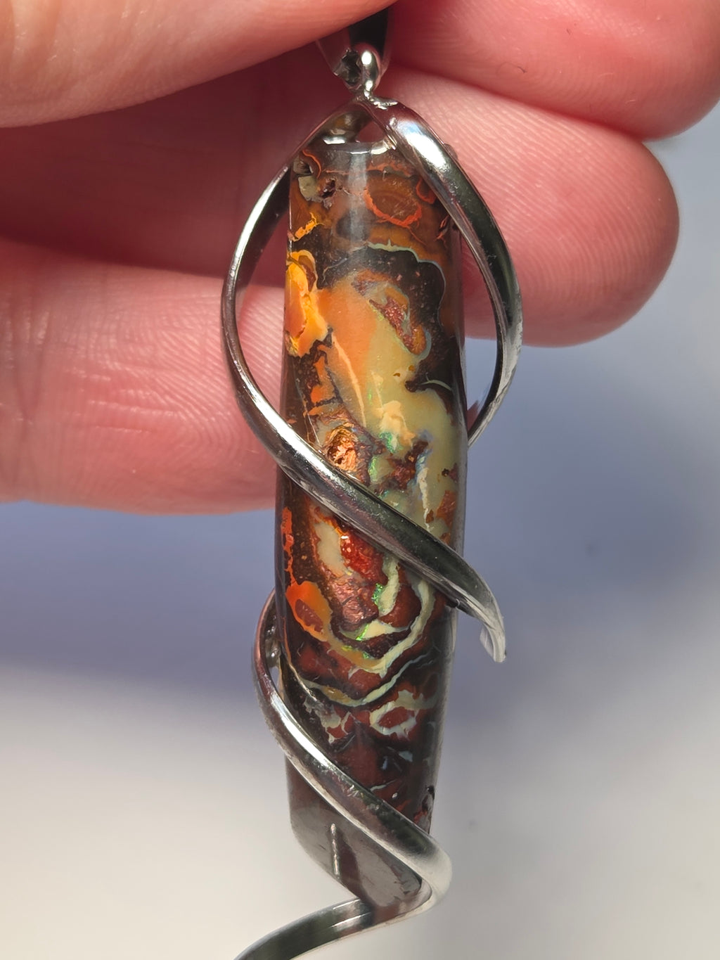 Australian bolder opal lipstick style necklace