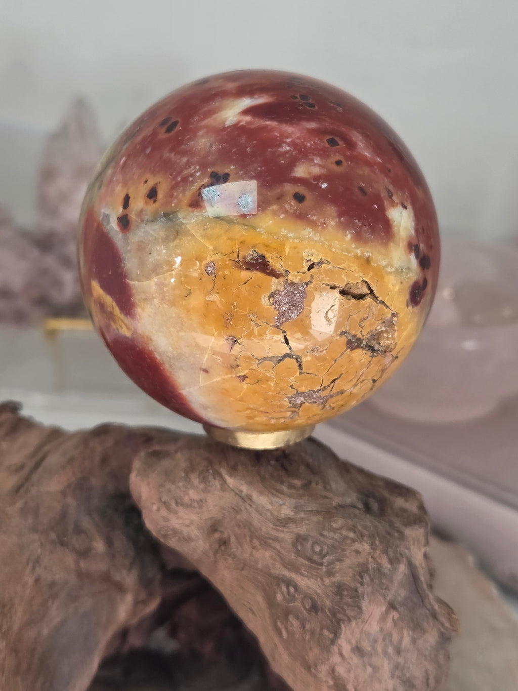 Petrified wood crystal sphere