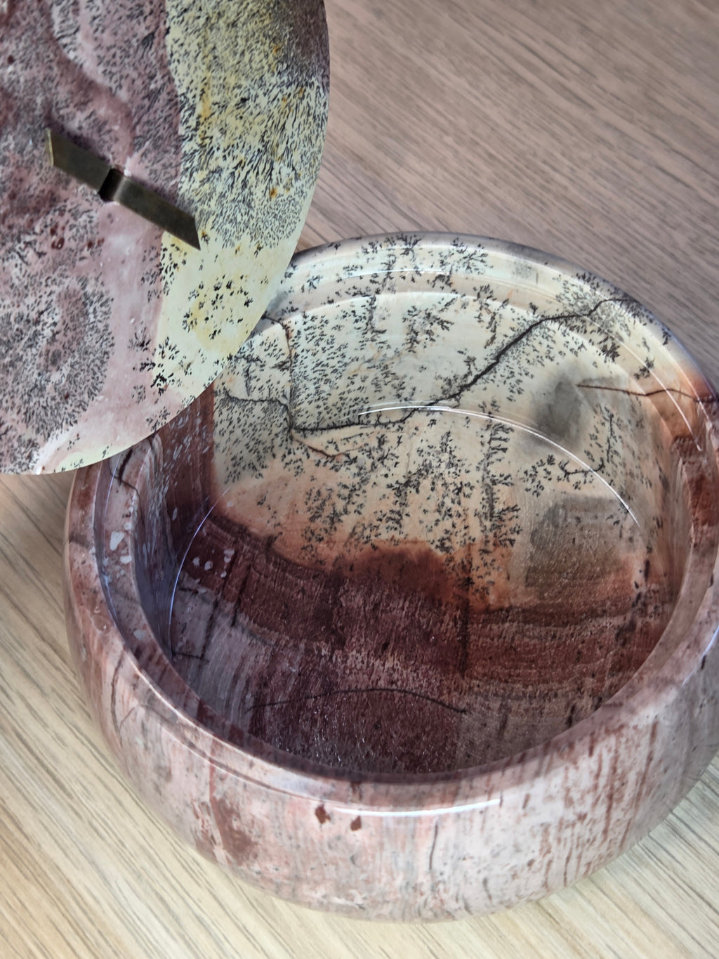 Pink Picture Jasper crystal trinket box