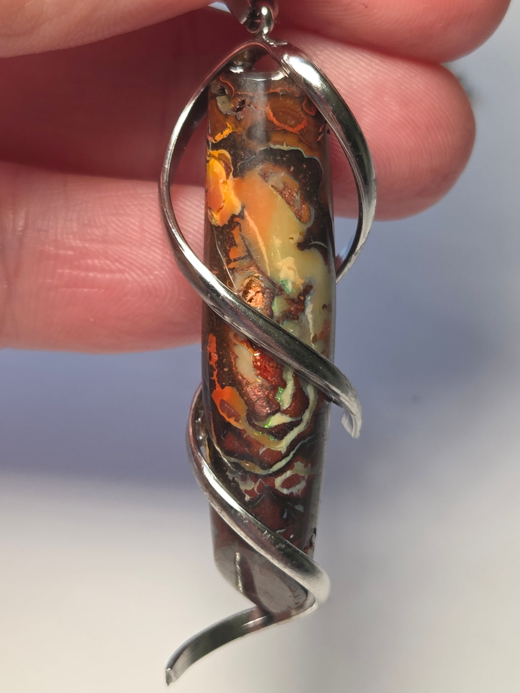 Australian bolder opal lipstick style necklace