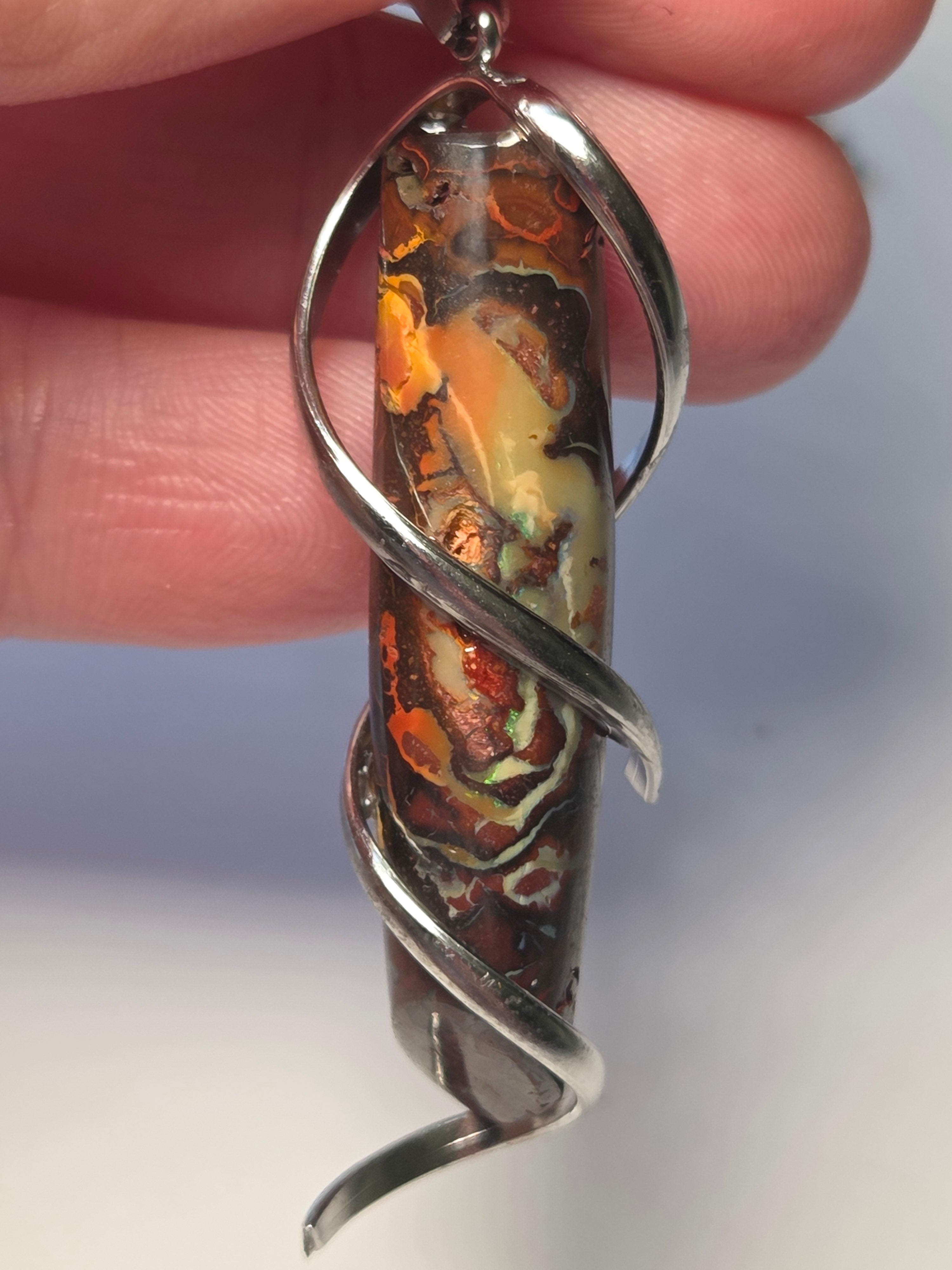 Australian bolder opal lipstick style necklace