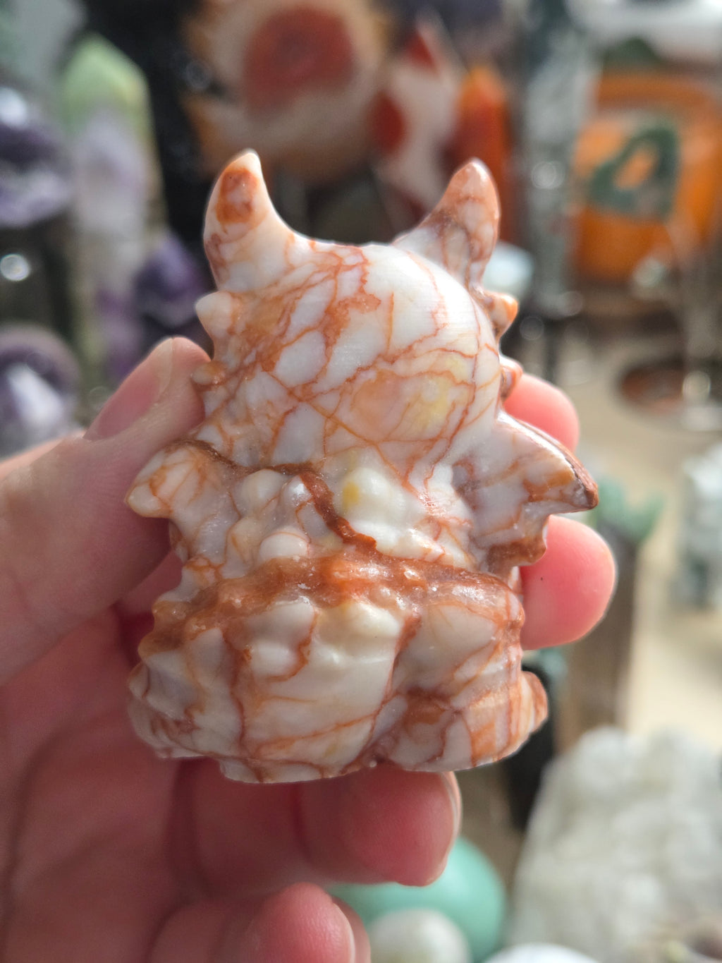 Red Vain Jasper Dragon carving