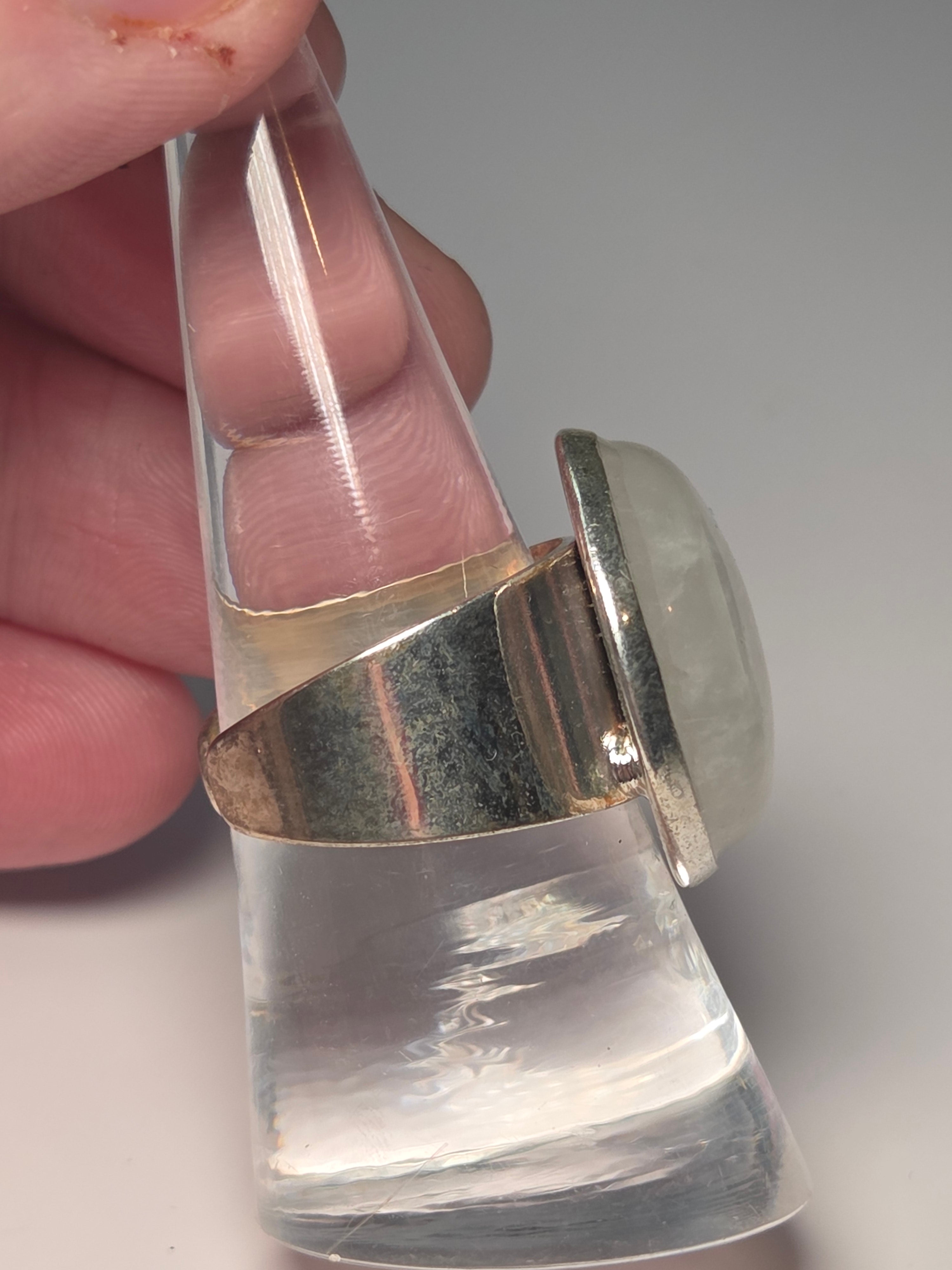 Clear quartz crystal handmade adjustable ring