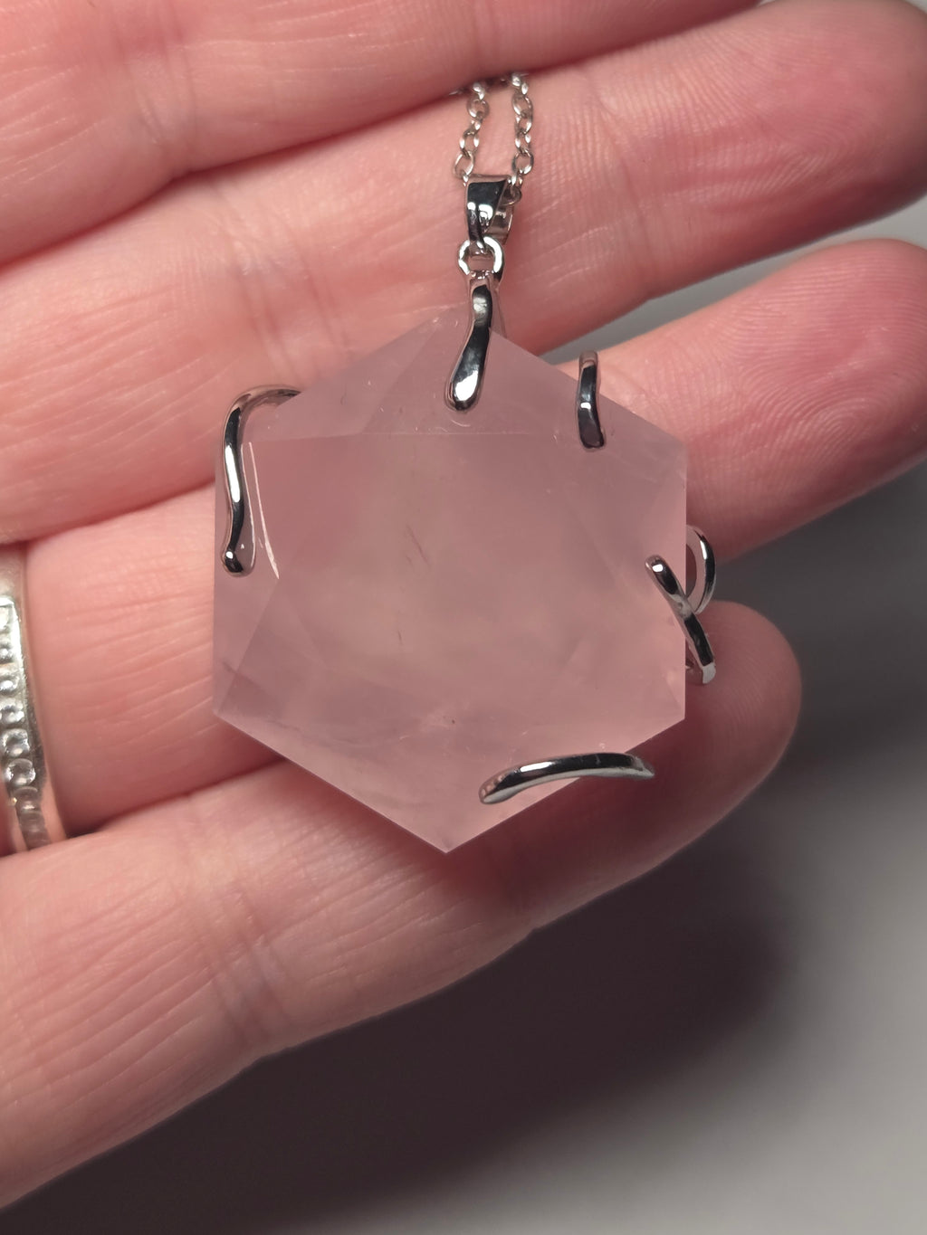 Rose quartz crystal handmade necklace s295