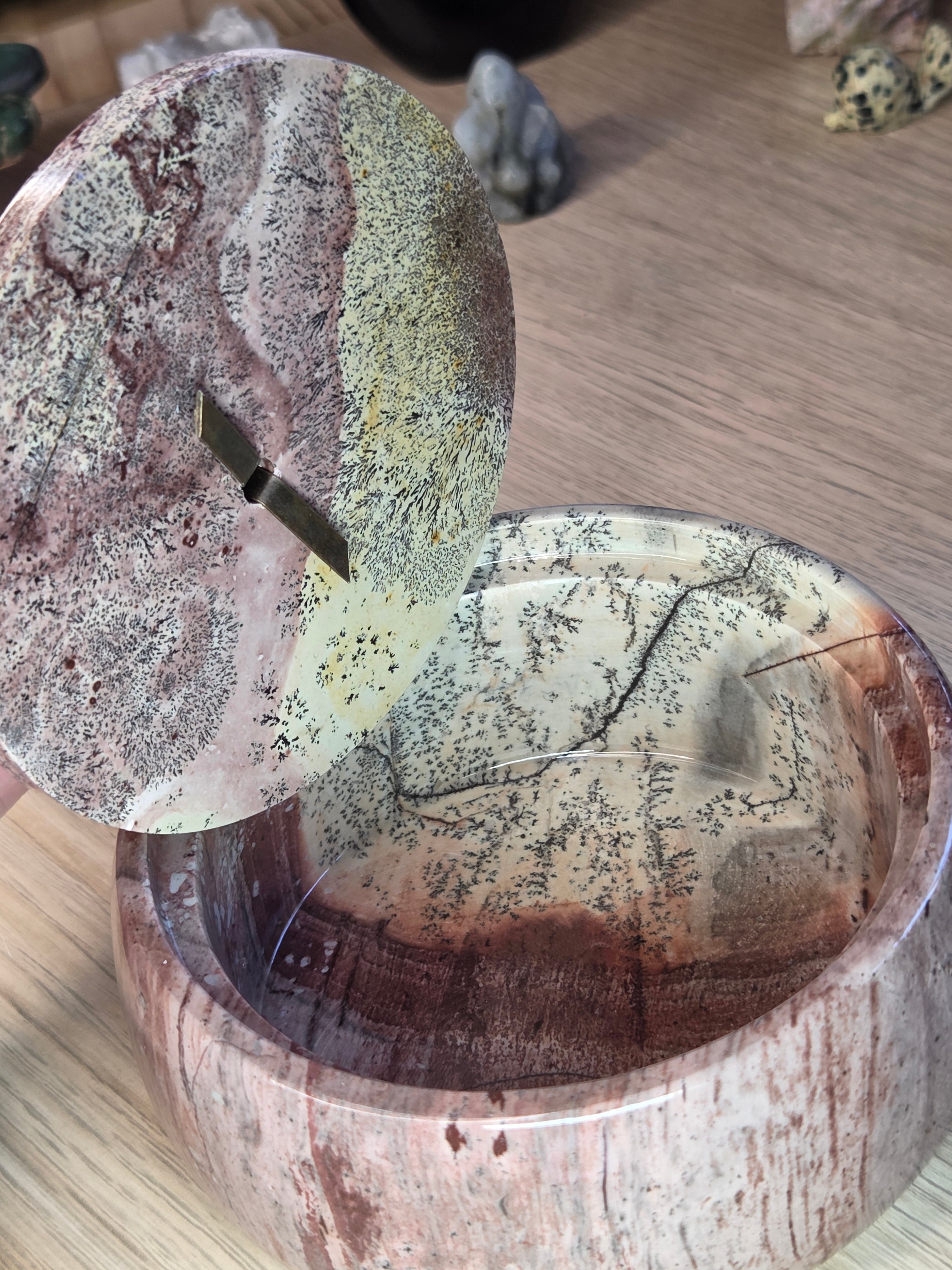 Pink Picture Jasper crystal trinket box