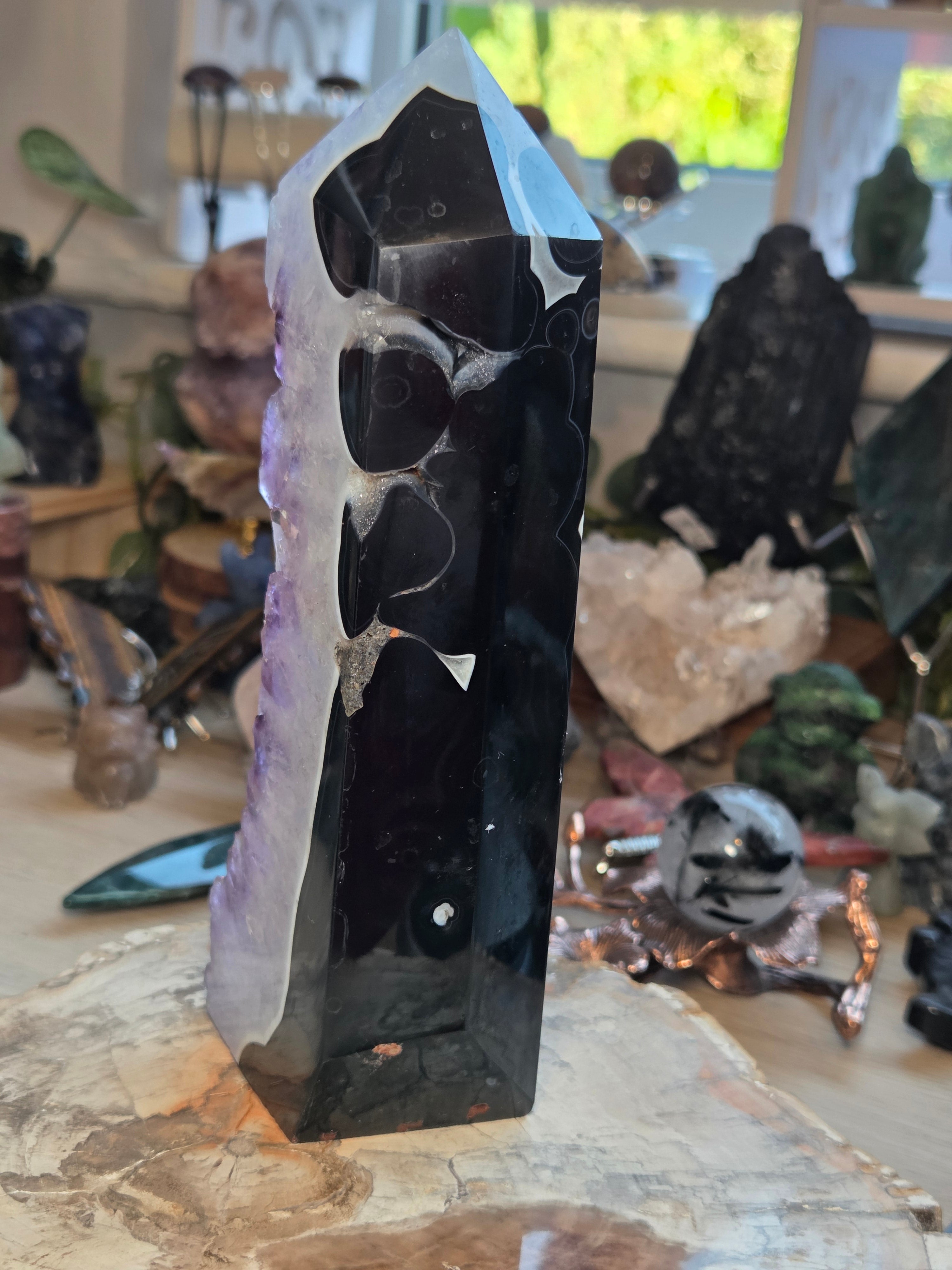 Beautiful Amethyst crystal agate tower from Brazil