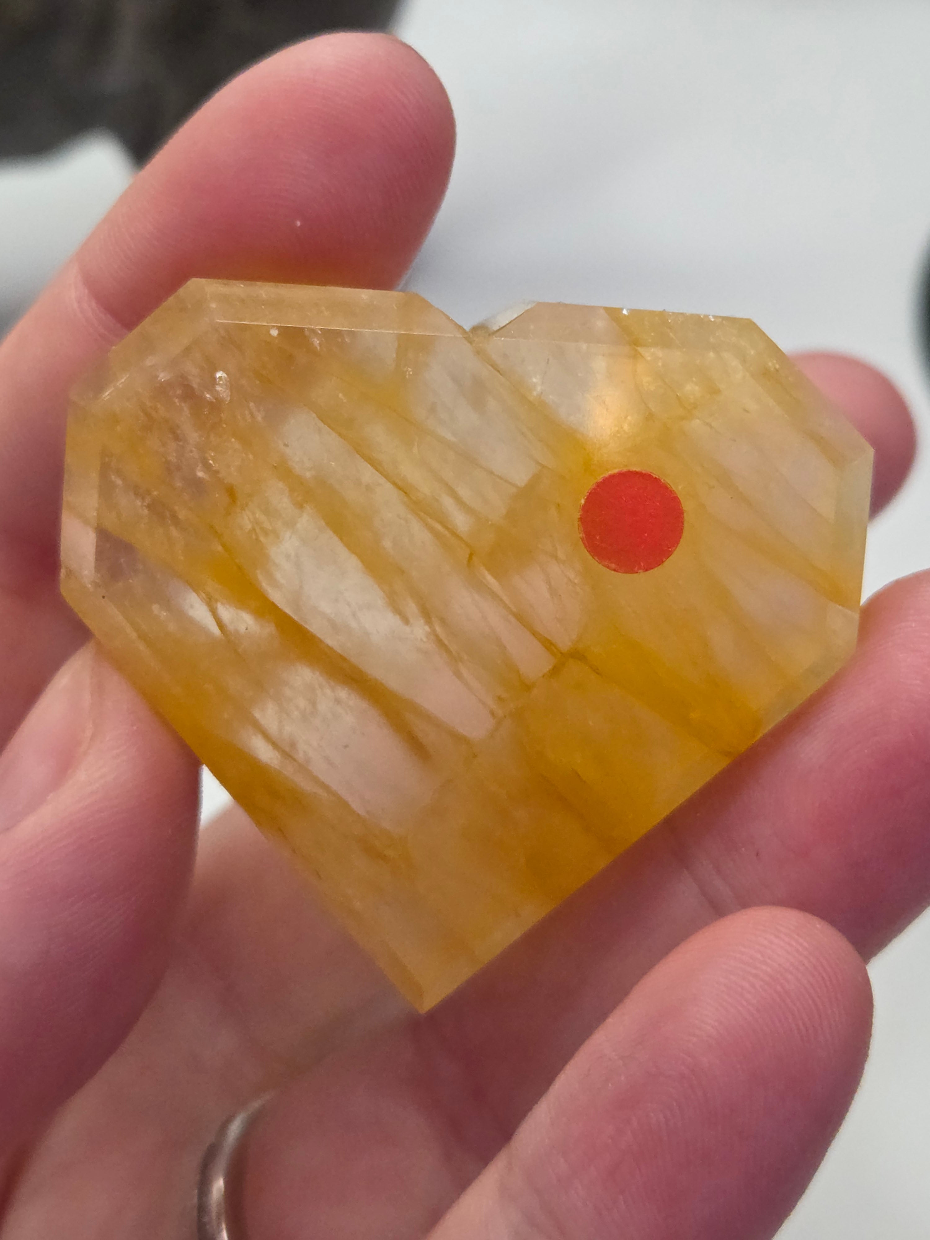 Fire quartz and  golden healer crystal heart