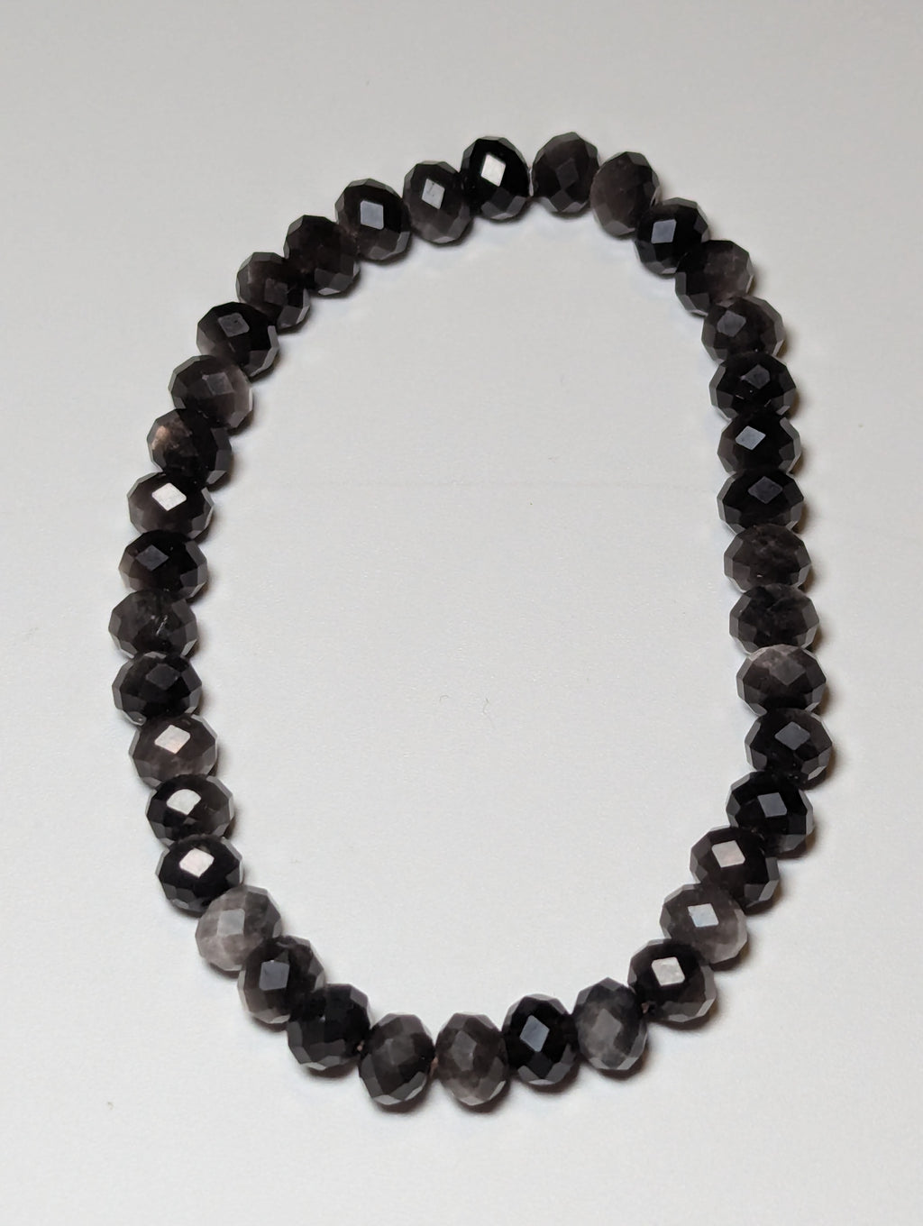 Silver sheen obsidian crystal bracelet