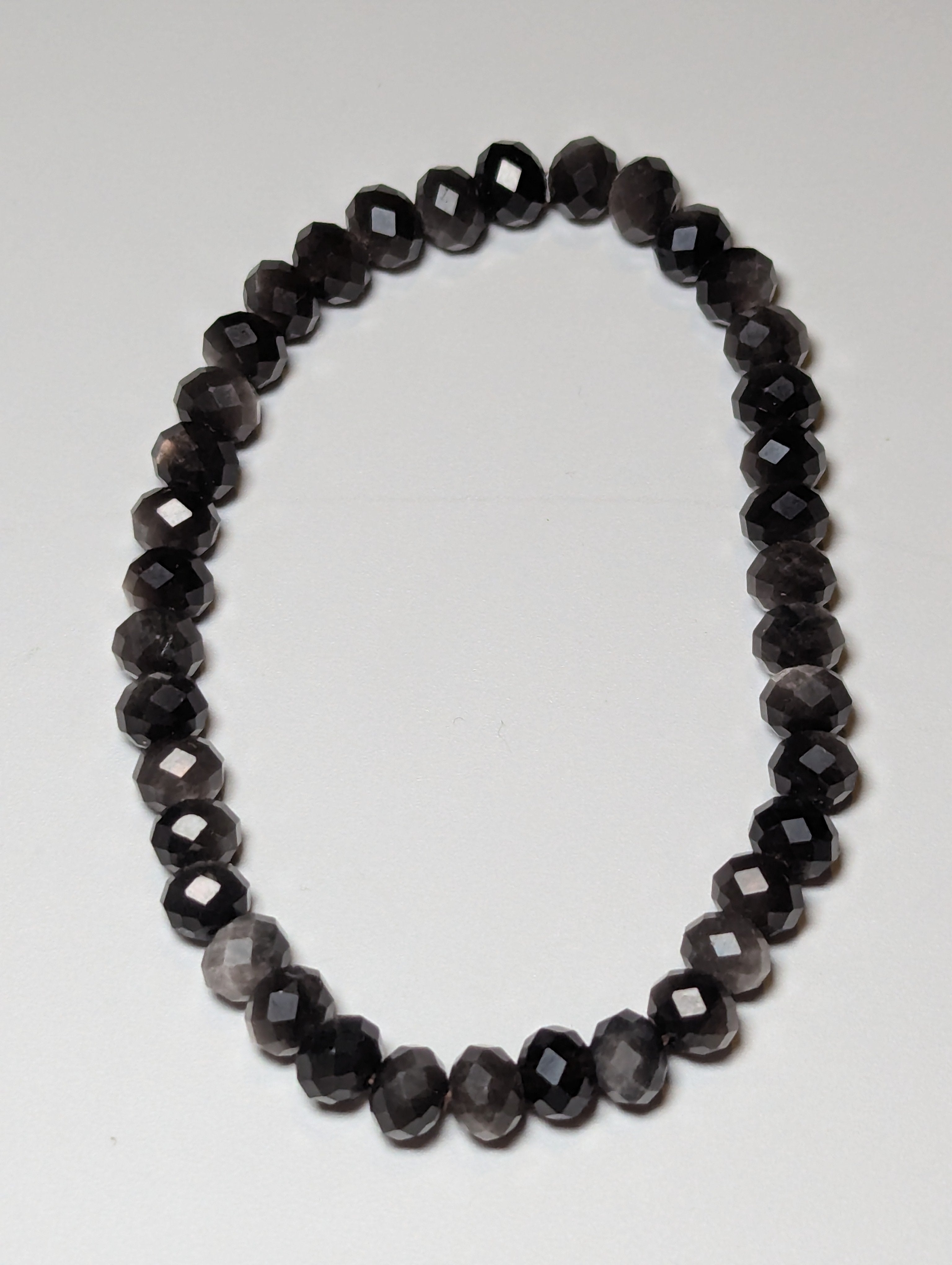 Silver sheen obsidian crystal bracelet