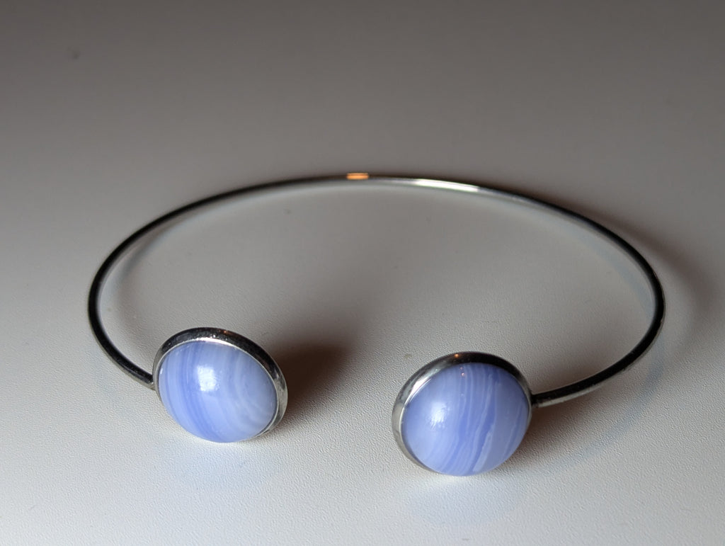 Blue lace handmade bracelet adjustable stainless steel