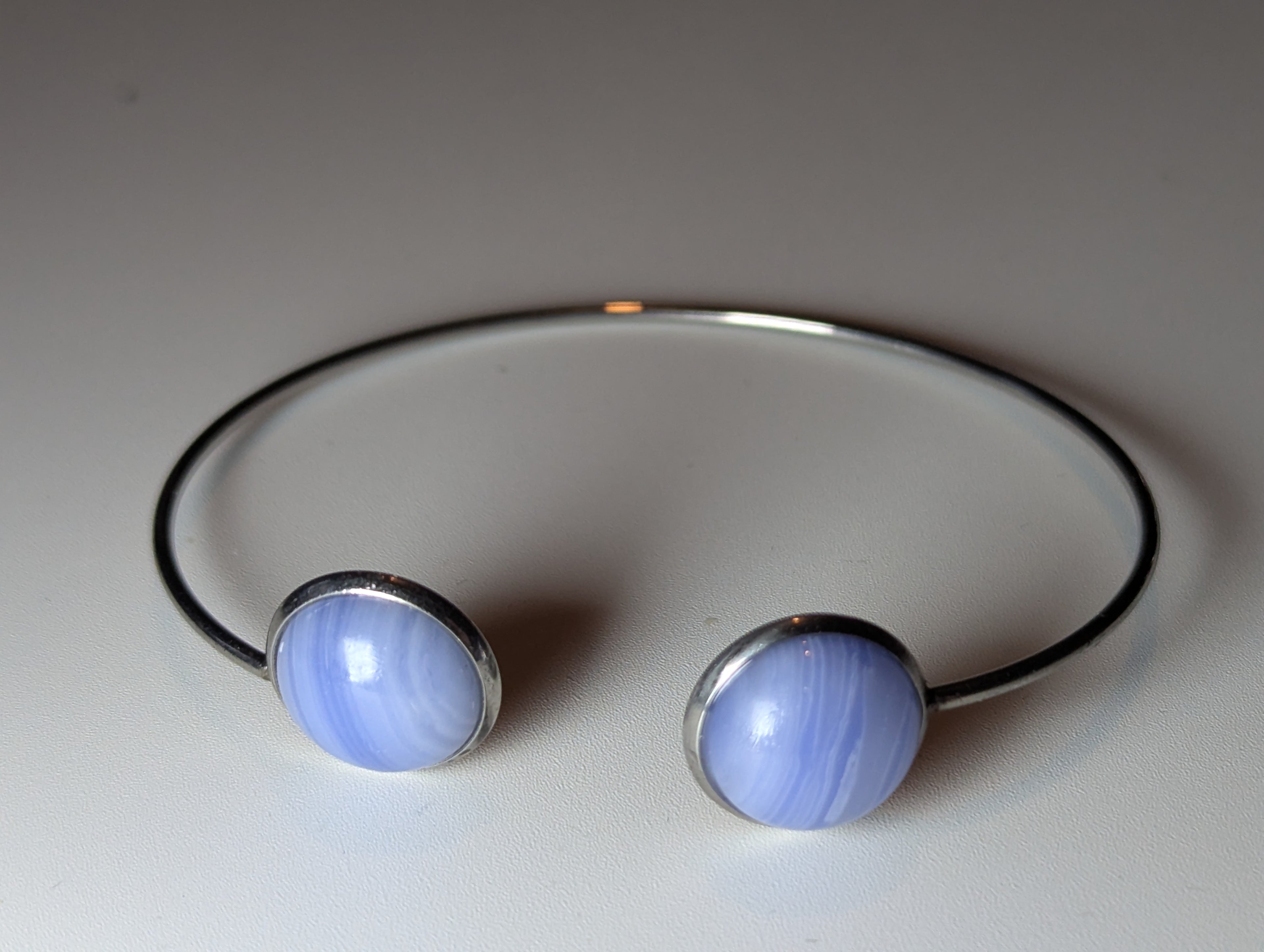 Blue lace handmade bracelet adjustable stainless steel