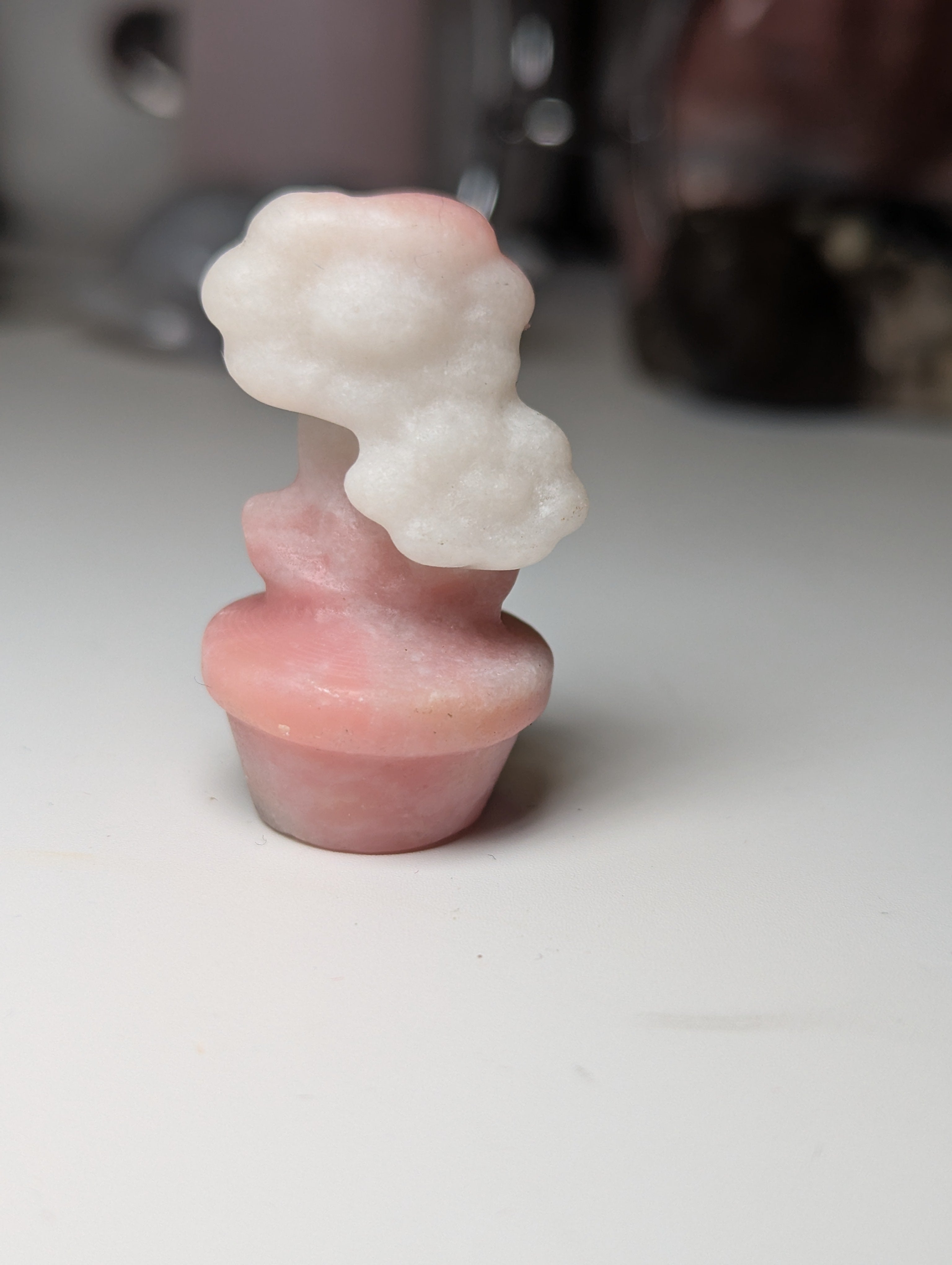 Pink opal crystal flower carving