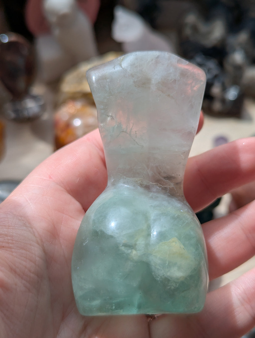 Flourite crystal  lady body carving