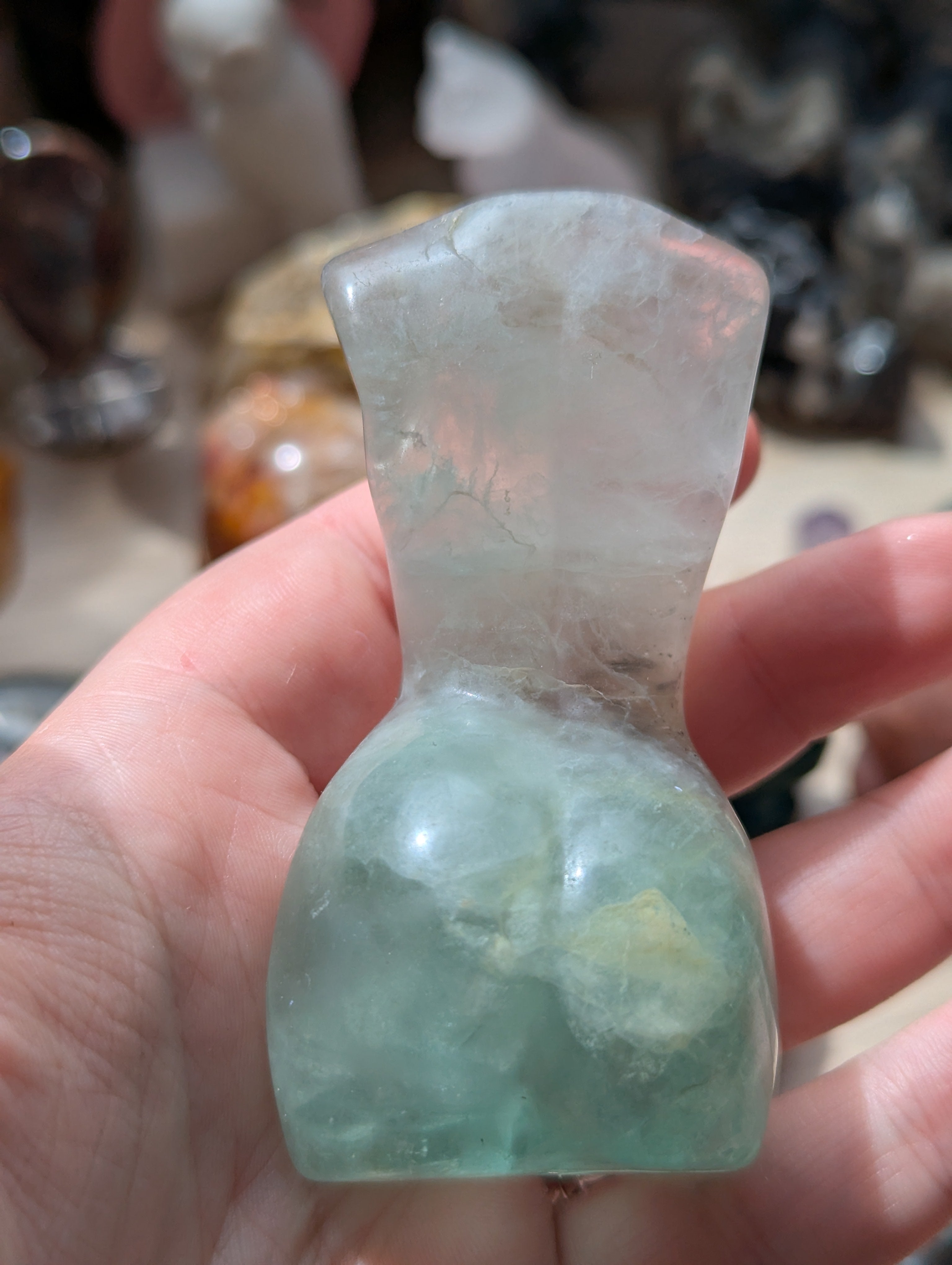 Flourite crystal  lady body carving