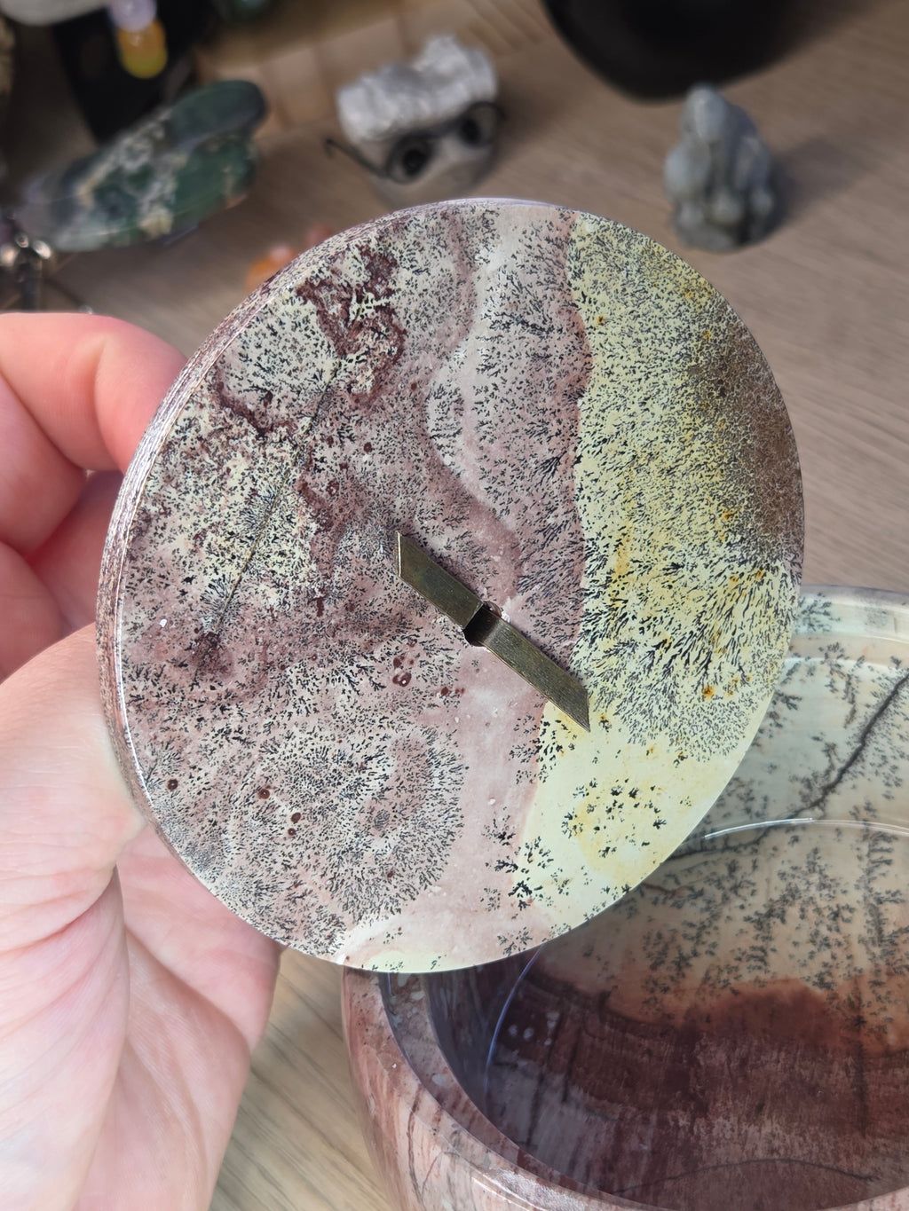 Pink Picture Jasper crystal trinket box
