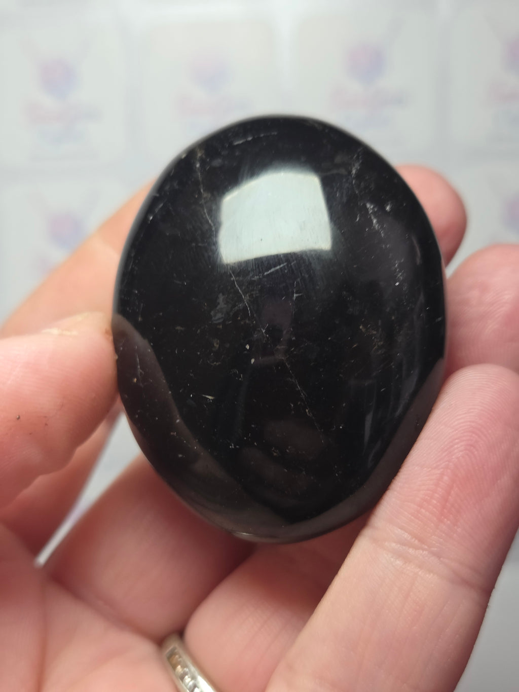 Tourmaline crystal palm stone