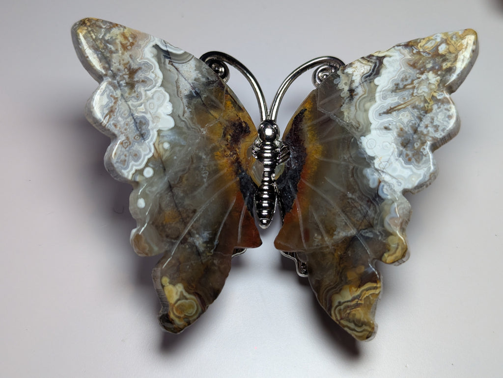 Mexican agate crystal butterfly